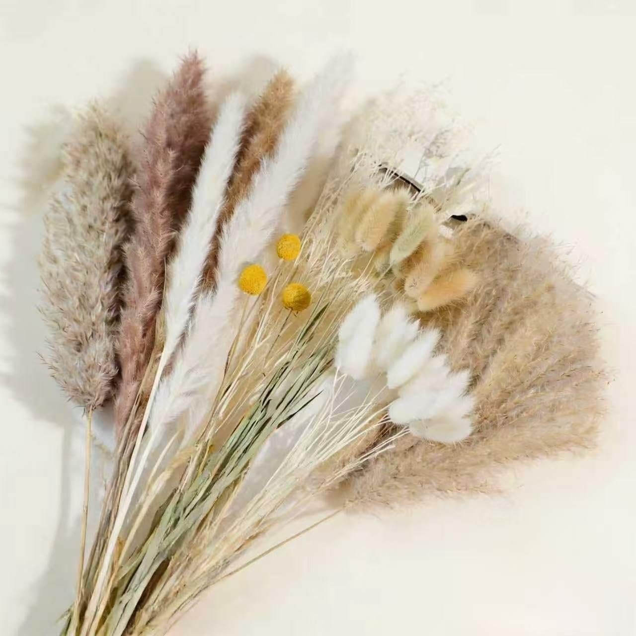 100PCS Natural Dried Pampas Grass Decor – 17.5″ Fluffy Pampas Grass Bouquet -…