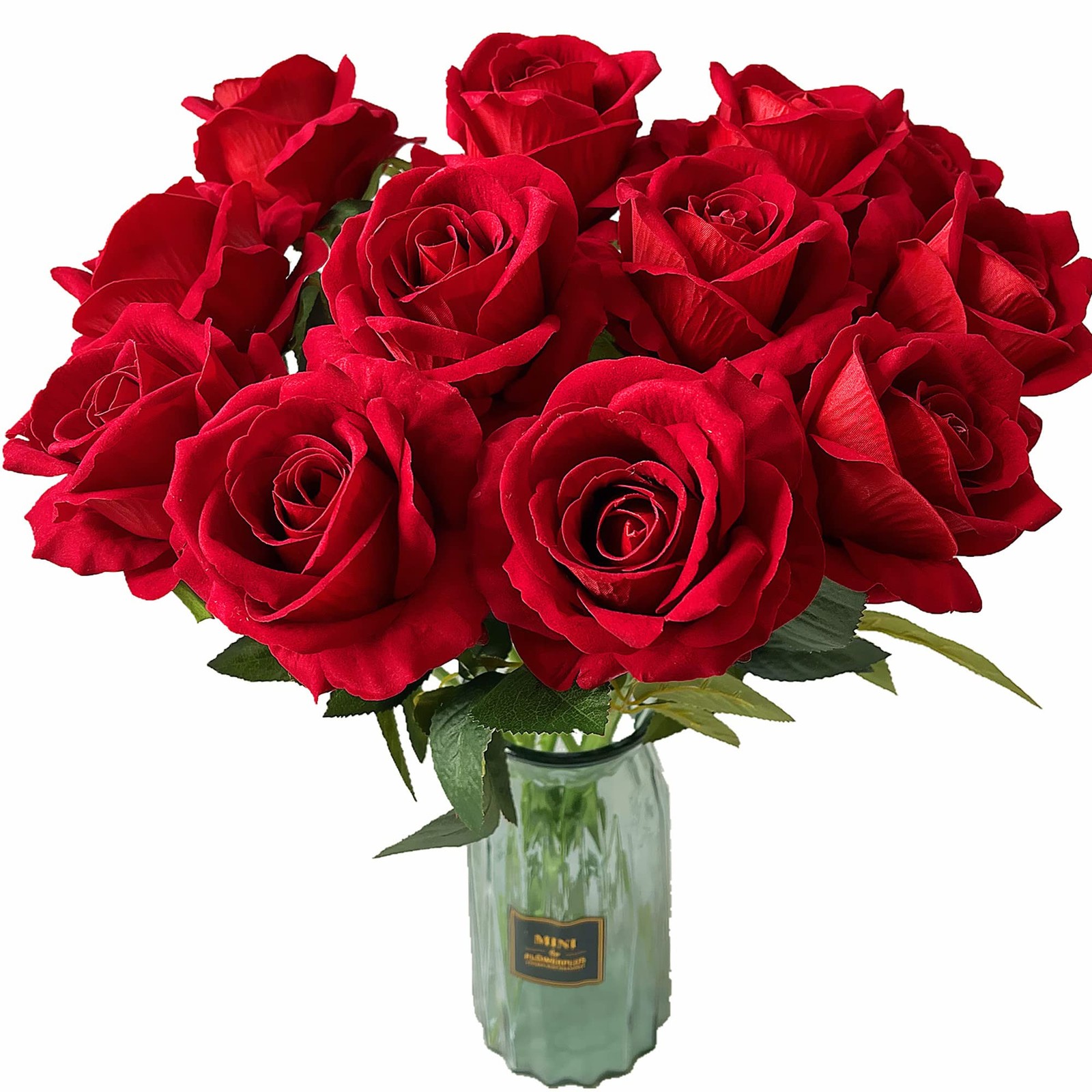 12 Pcs Artificial Rose Flowers Blossom Red Rose Flowers Real Touch Silk Faux …