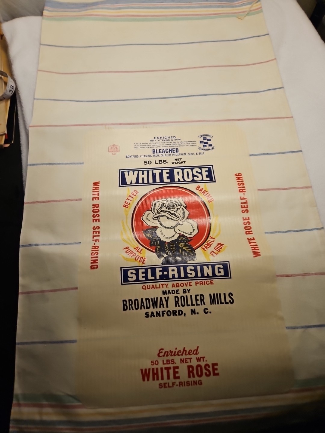 Set Of 4 White Rose Flour Bags Rustic Farmhouse Decor