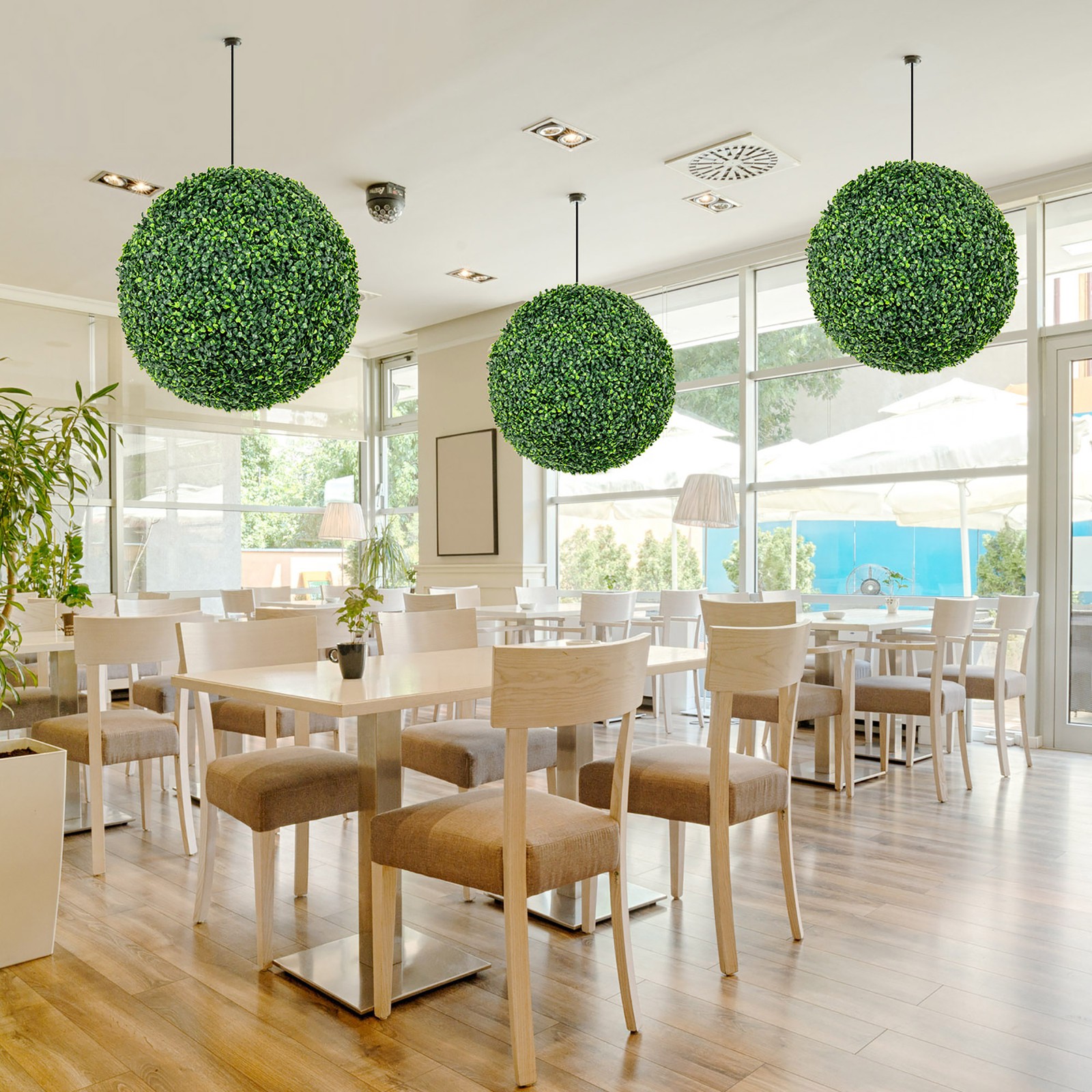 2 PCS 20” Artificial Boxwood Topiary Balls Sun-protective Round Greenery Bushes