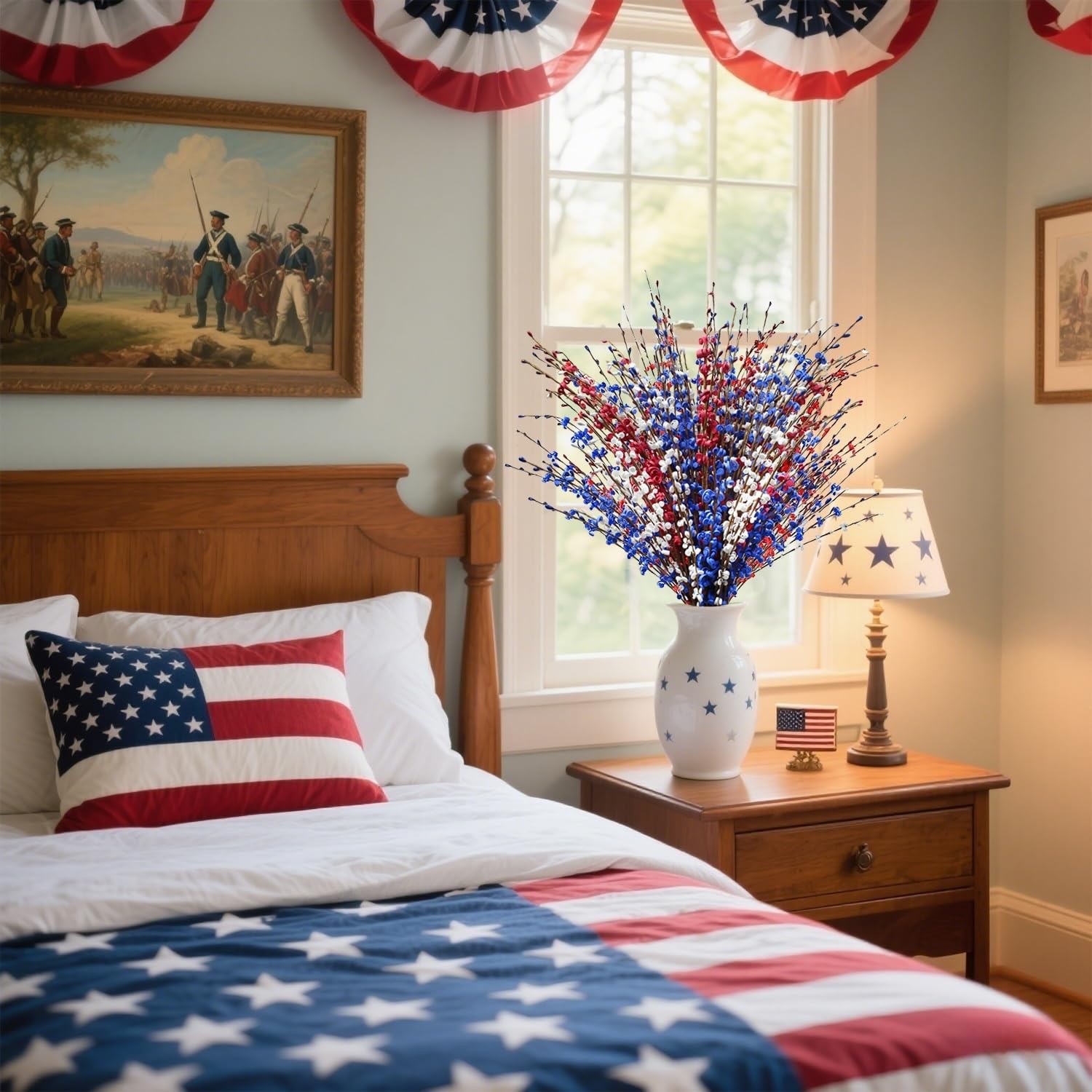 Red White and Blue Flowers Artificial Flowers, Patriotic Artificial Flower Pi…