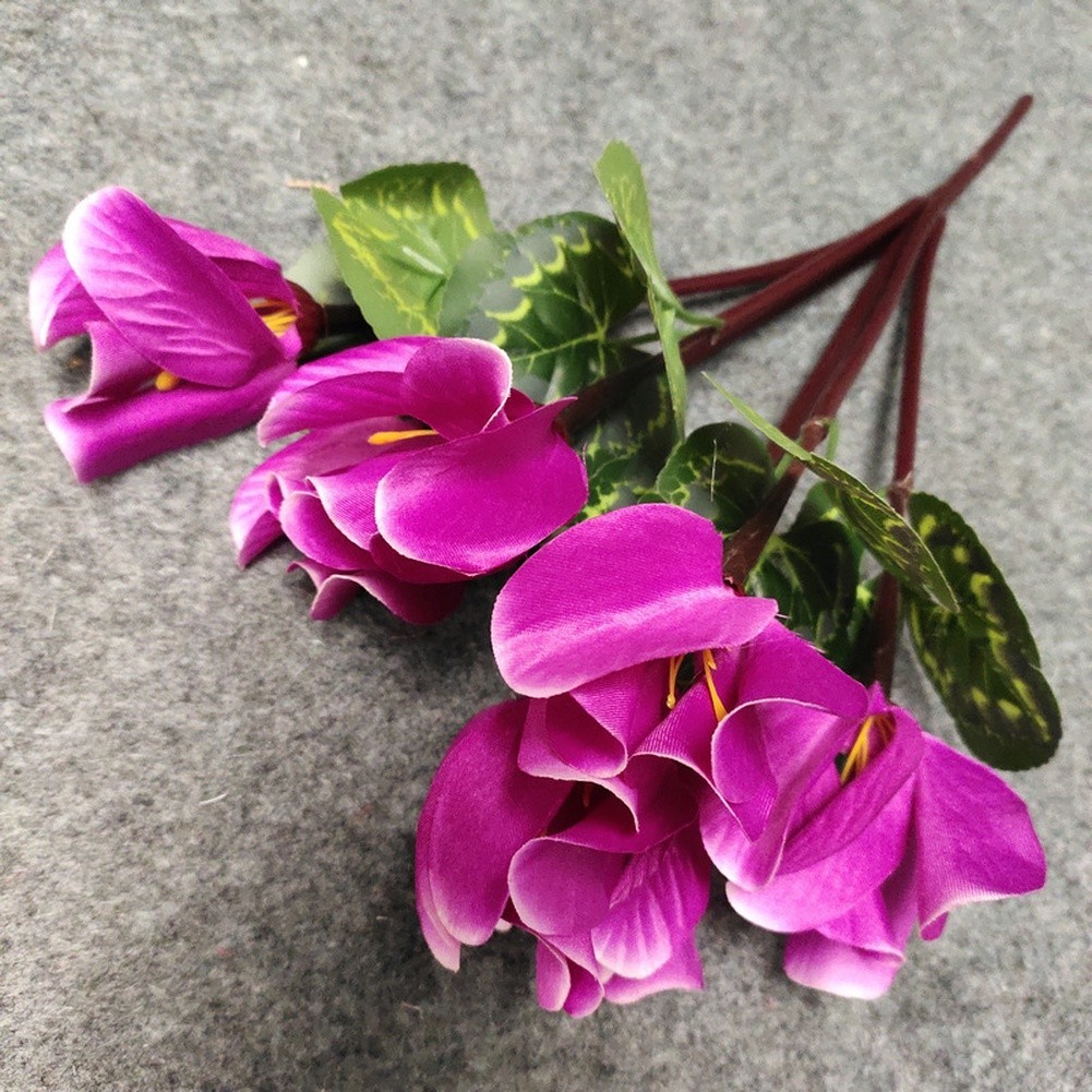 Artificial Cyclamen Bouquet with 7 Lifelike Branches for Interior Decor 36cm