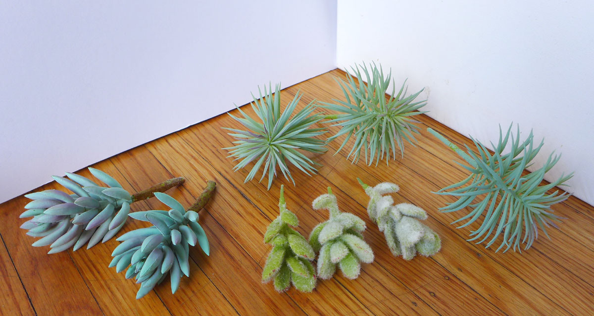 8 Pcs Artificial Mini Pine tree Flocking Grass Plants Succulents Grass (Gray)