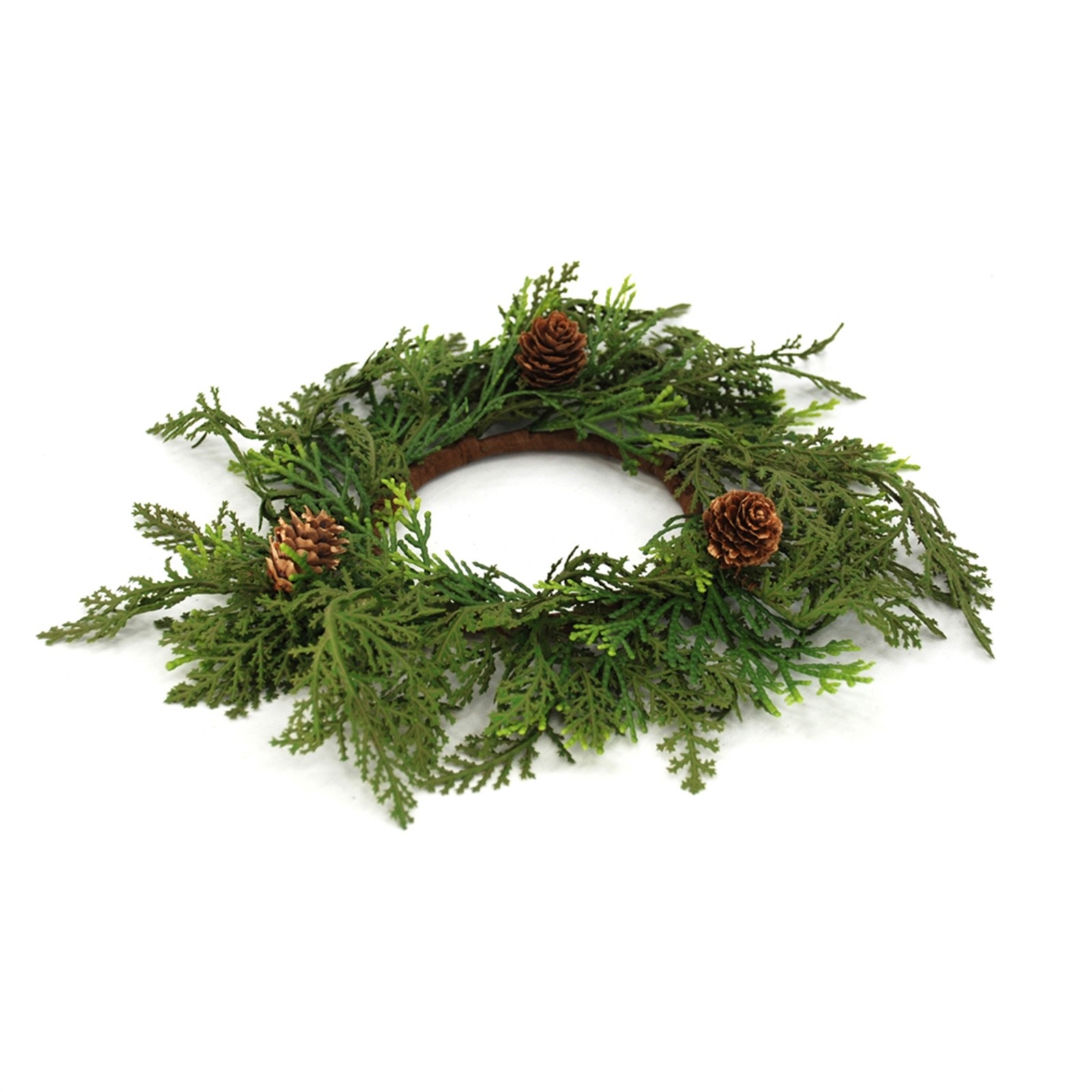 Cedar and Pinecone Candle Ring / Wreath 4″ Inner Diameter Christmas Winter