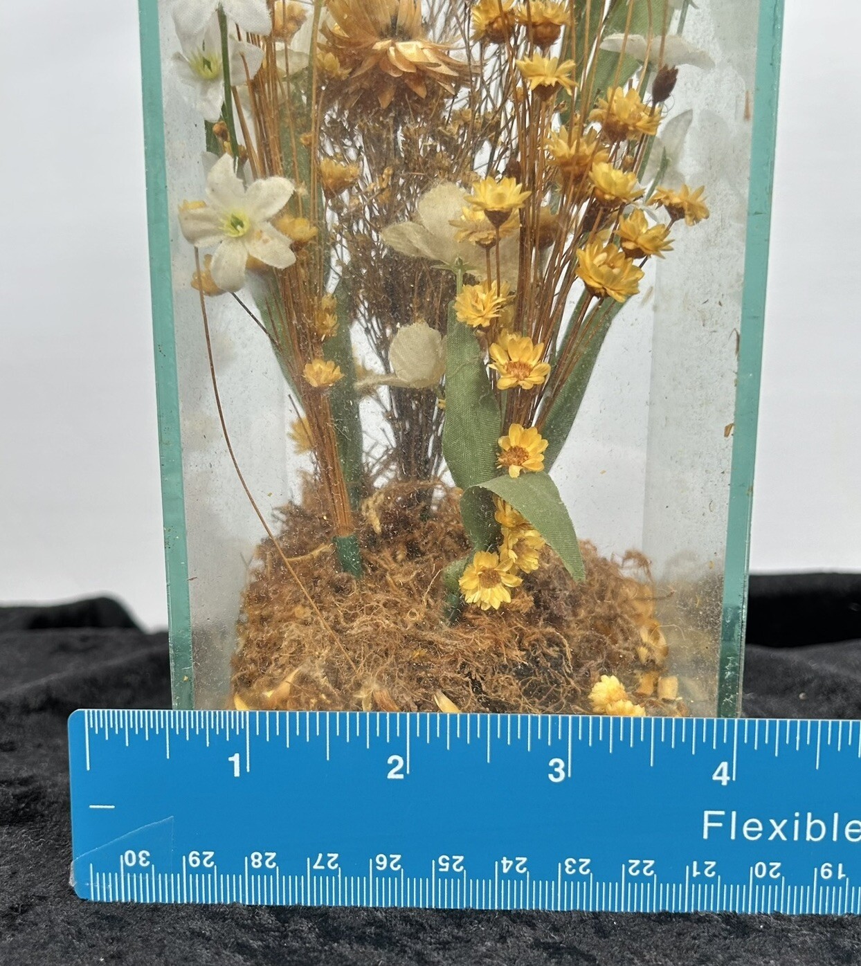 Vintage 70s Terrarium Faux Flowers – Leonard Creations Like Glass Wood
