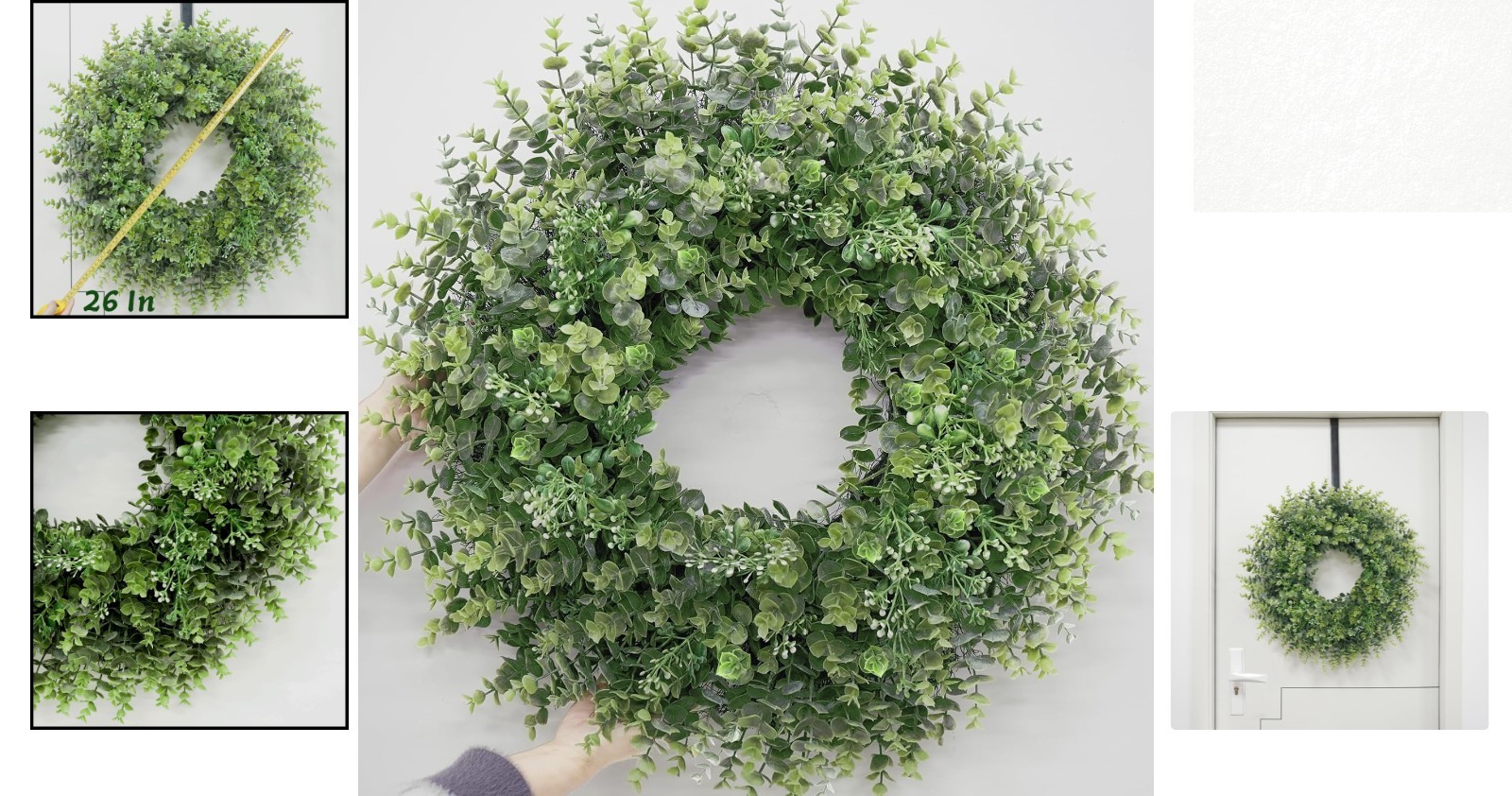 Large 26-Inch Round Boxwood Wreath – Vibrant Greenery for Front Door & Porch