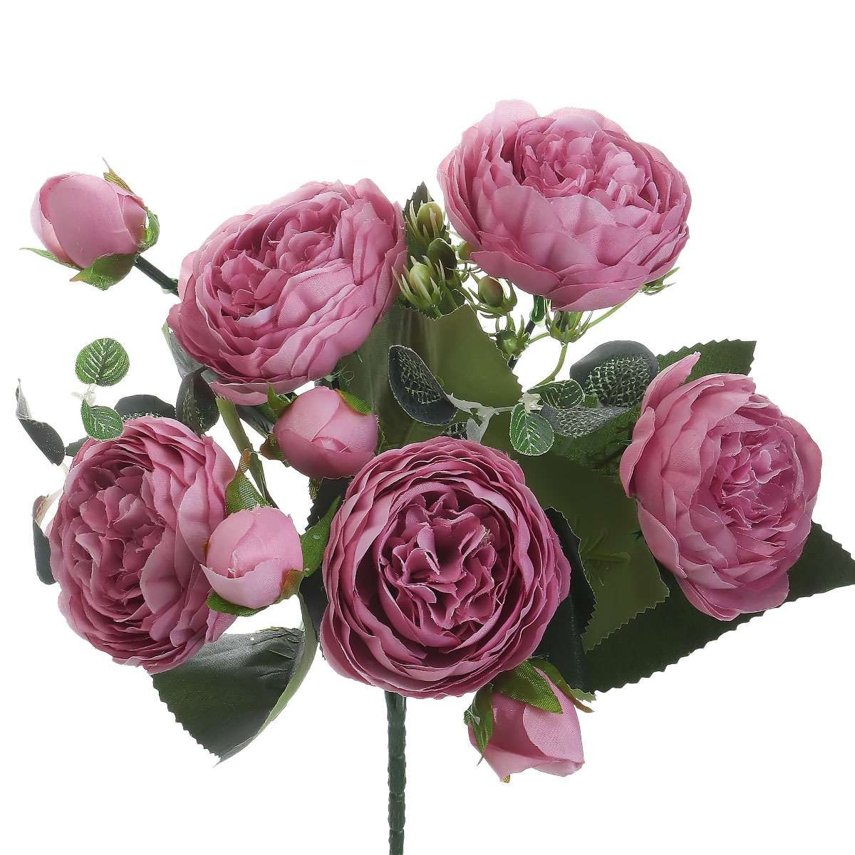 Artificial 9 Heads Silk Peony Flower Wedding Bouquet Home Party Outdoor Decor US