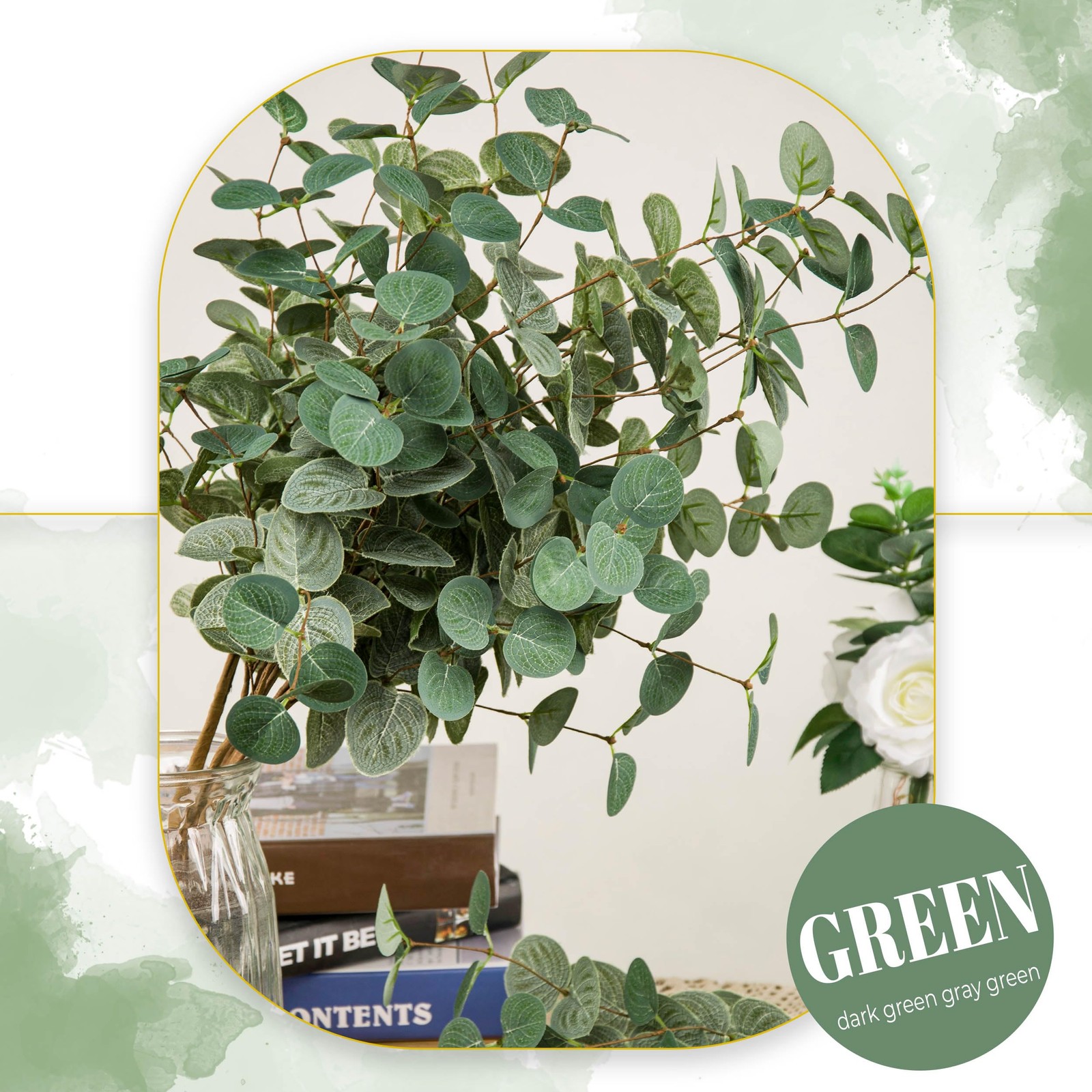 6pcs Artificial Eucalyptus Leaves Stems Bulk 24.8” Silver Dollar Eucalyptus A…