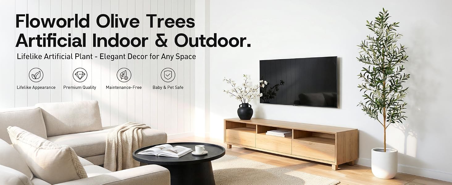 7FT Olive Trees Artificial Indoor, Tall Faux Olive Tree 7FT (84in) with Natural