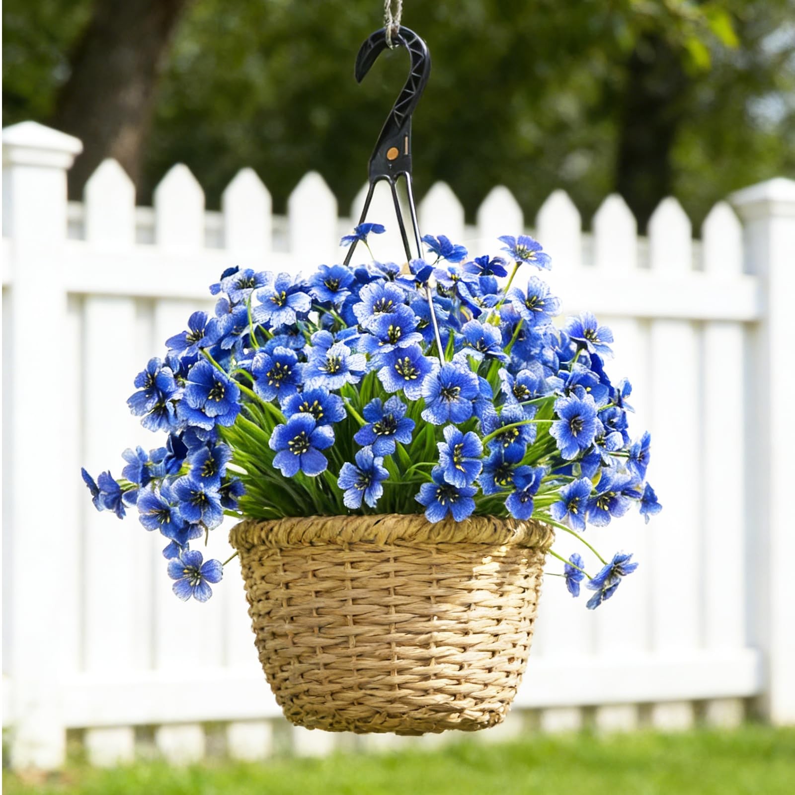 Artificial Flowers Outdoor Blue – 24 Bundles, 5 Branches 18 Heads, 11-14.6″