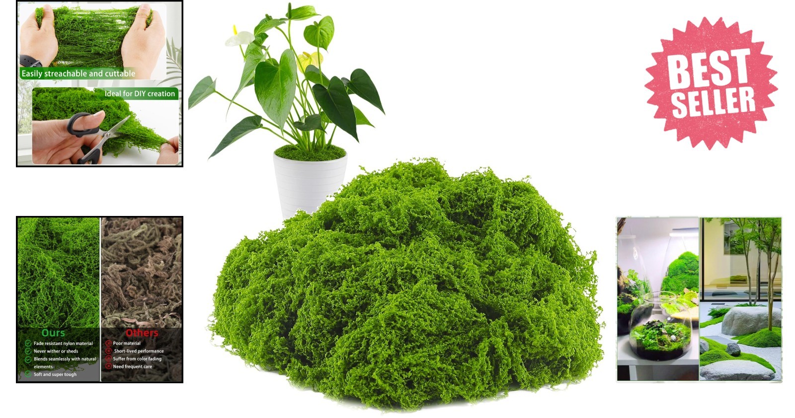 Versatile 3.5 OZ Fake Moss for Crafts – Perfect for Indoor and Outdoor Use