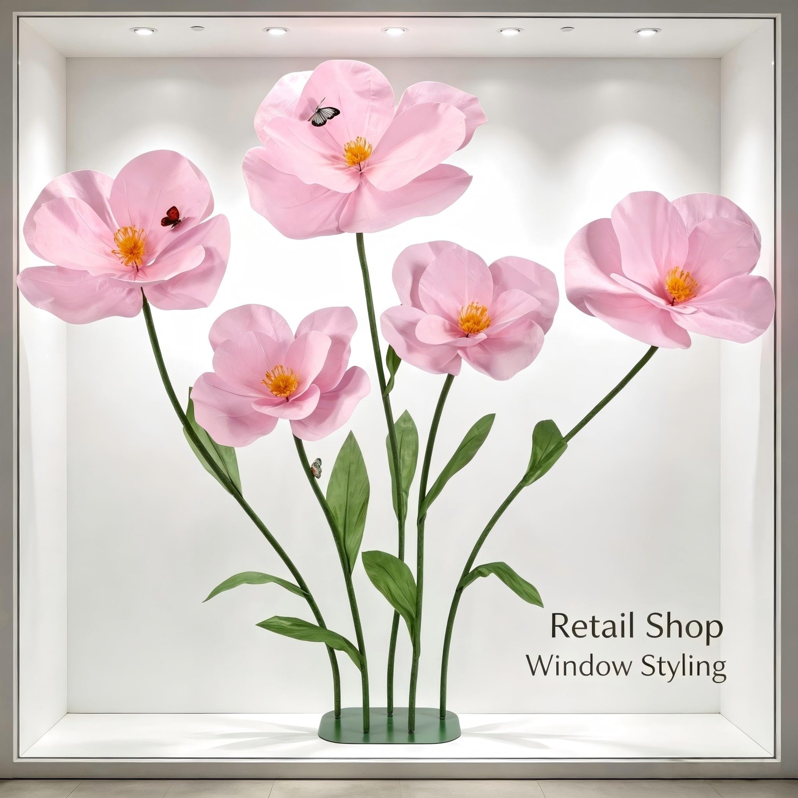 5 PCS Giant Flowers for Decoration with Stand 5.9 Ft Large Artificial Poppy