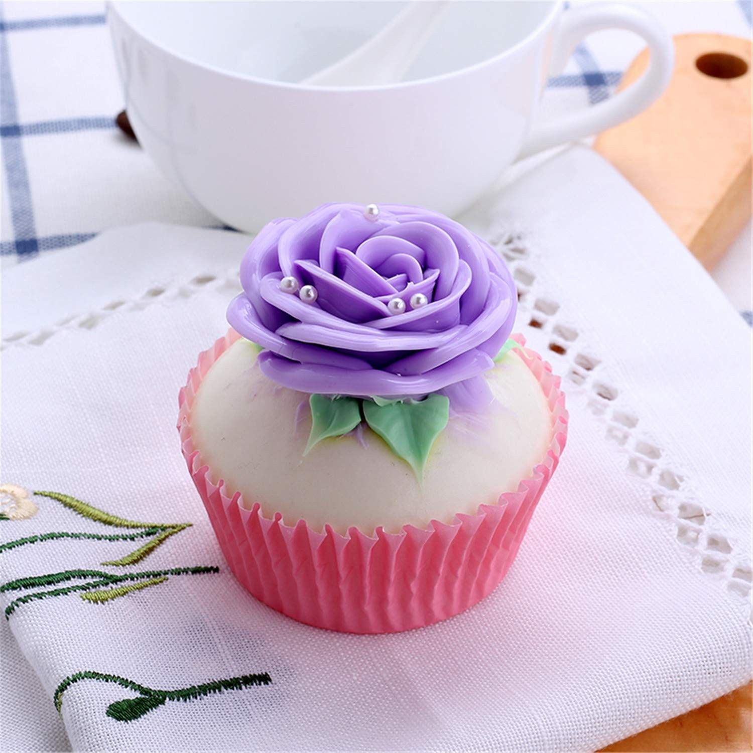 6 PCS Realistic Artificial Rose Cupcake Model Fake Cake Photography Prop