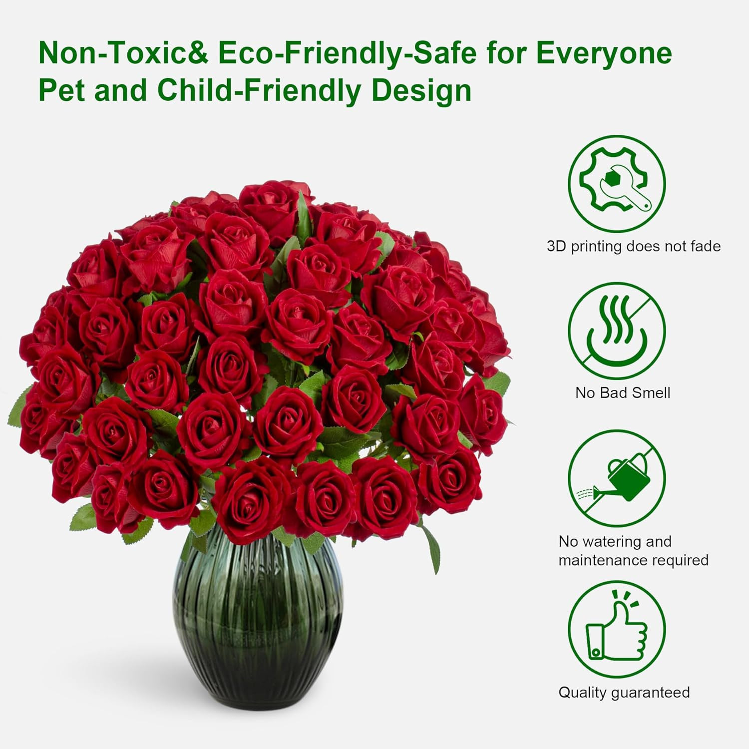 Red Artificial Roses – 100PCS Fake Flowers for Home Decor & Gifts