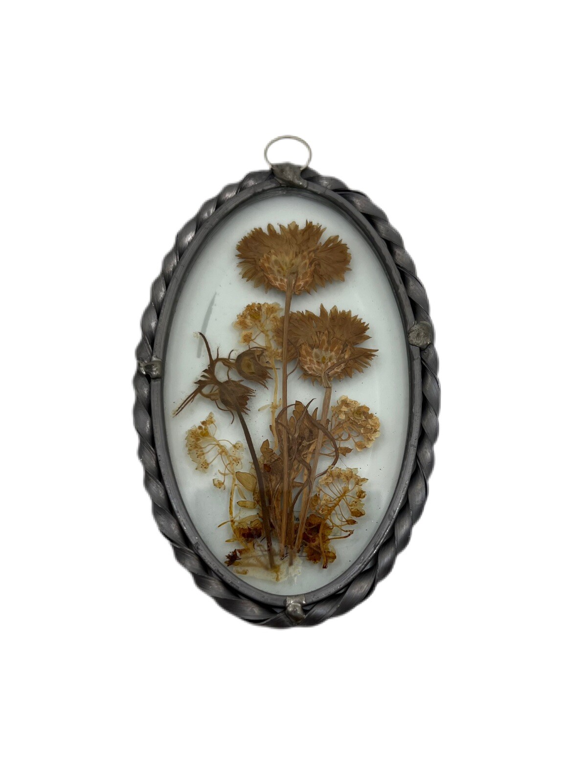 Lasting Impressions Real Pressed Flowers in Glass w/ Oval Metal Frame Suncatcher