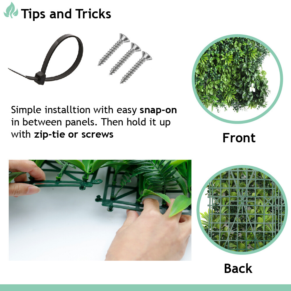 40″x 40″ Artificial 3D Faux Ivy Fence Mixed Panel Mat Wall Fence Hedge Decor #02