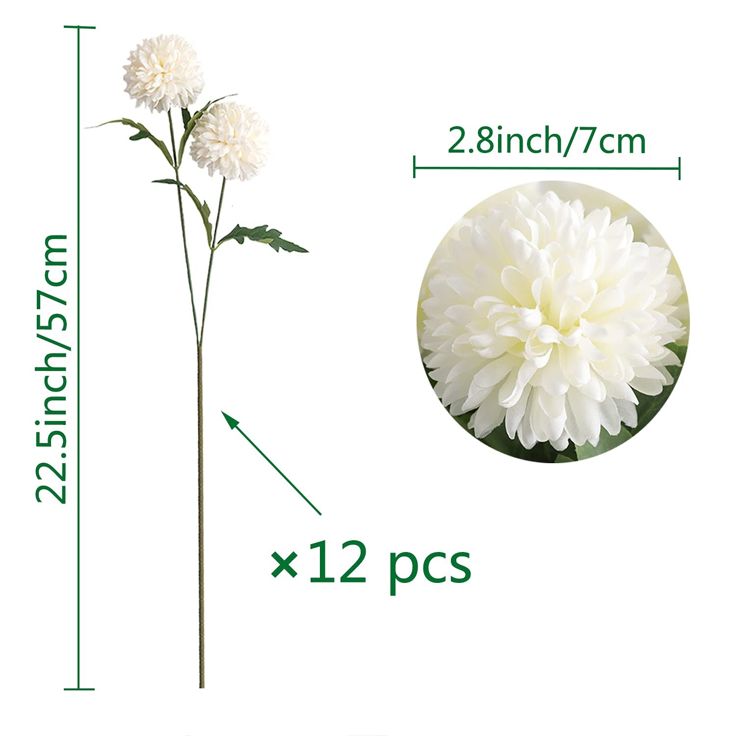 24 Silk Chrysanthemum Head Bouquet White Bouquets Hydrangea,12 Pcs Artificial…