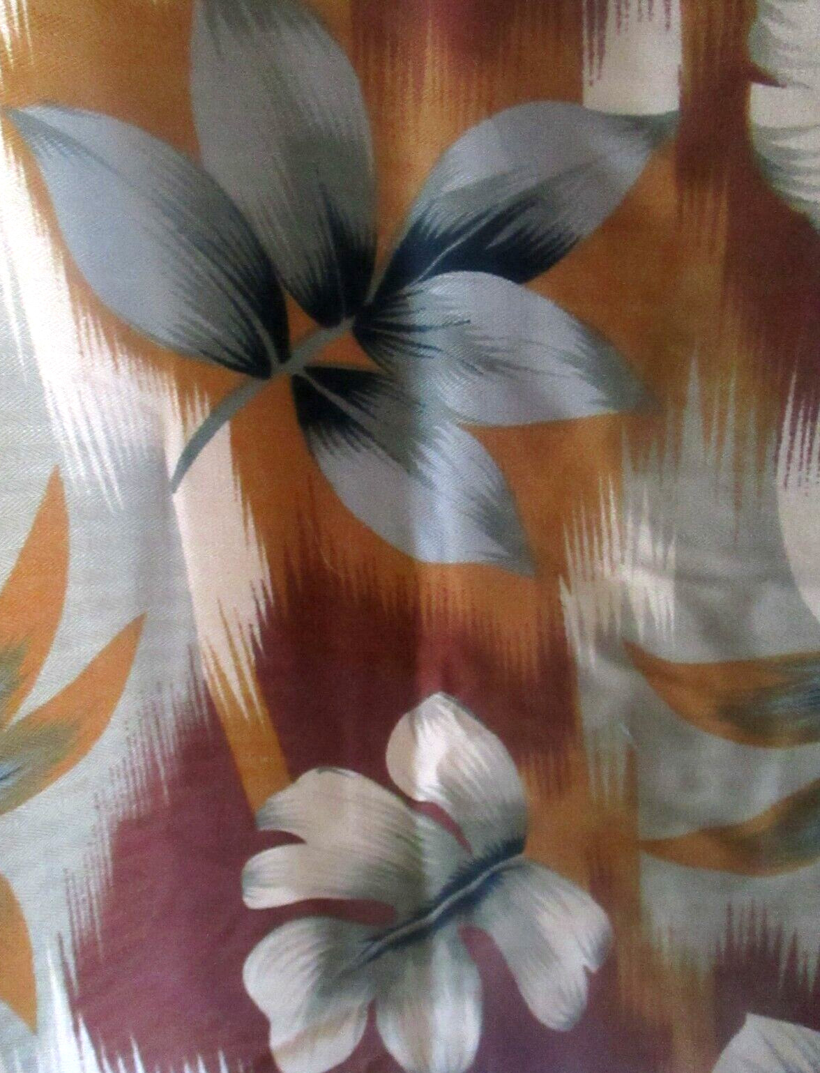 Big Piece Vintage Hawaiian Style Material Brown Green Gold Leaf Design 42″x 52″