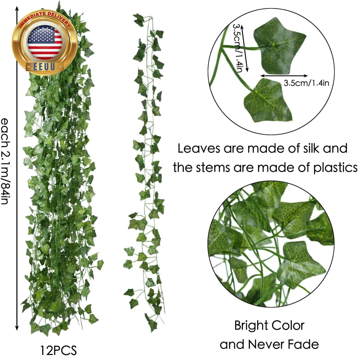 Fake Vines for Room Decor(12 Pack 84 Feet) Aesthetic Artificial Plant Ivy Leaves