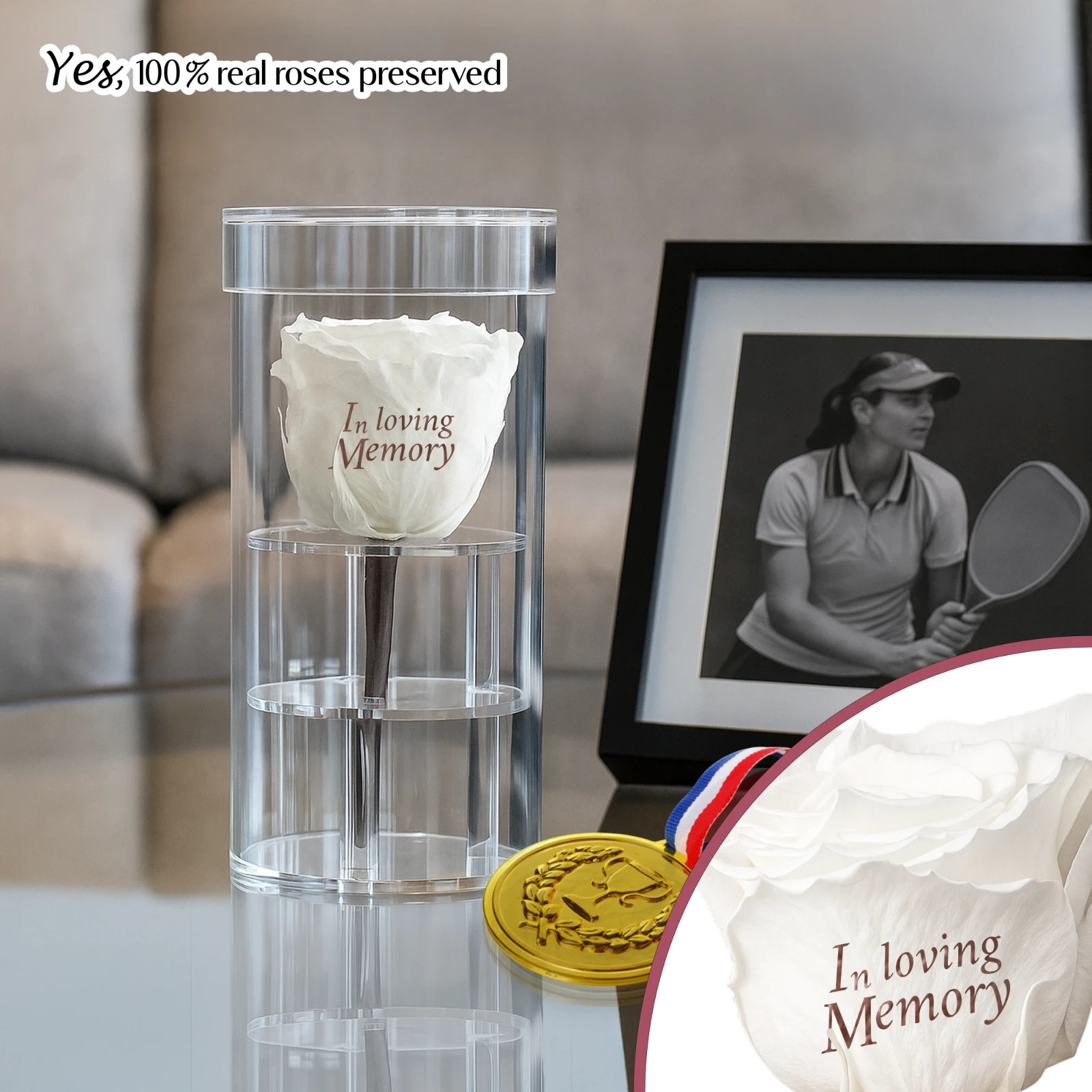 Speaking Roses Preserved Rose in Acrisse One Display | In Loving Memory