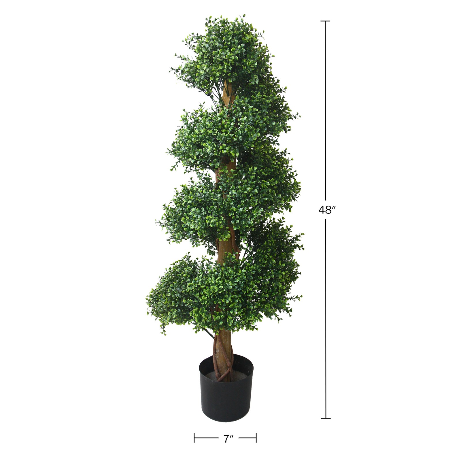 48″ Artificial Spiral Tree Potted Boxwood Fake Plant for Indoor Outdoor Decor