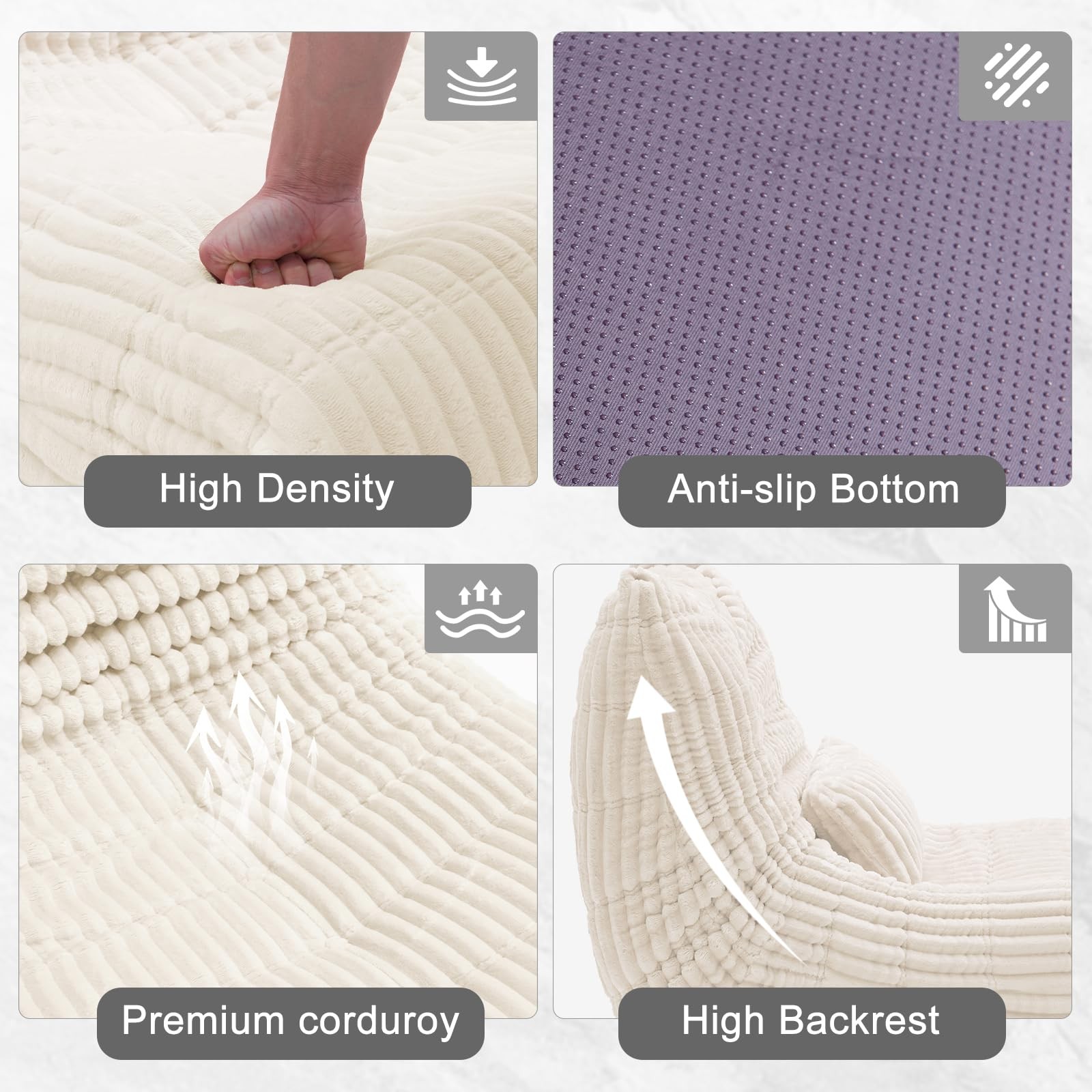 Bean Bag Chair with Lumbar Pillow, Gaint Bean Bag Chairs for Adults, Oversized