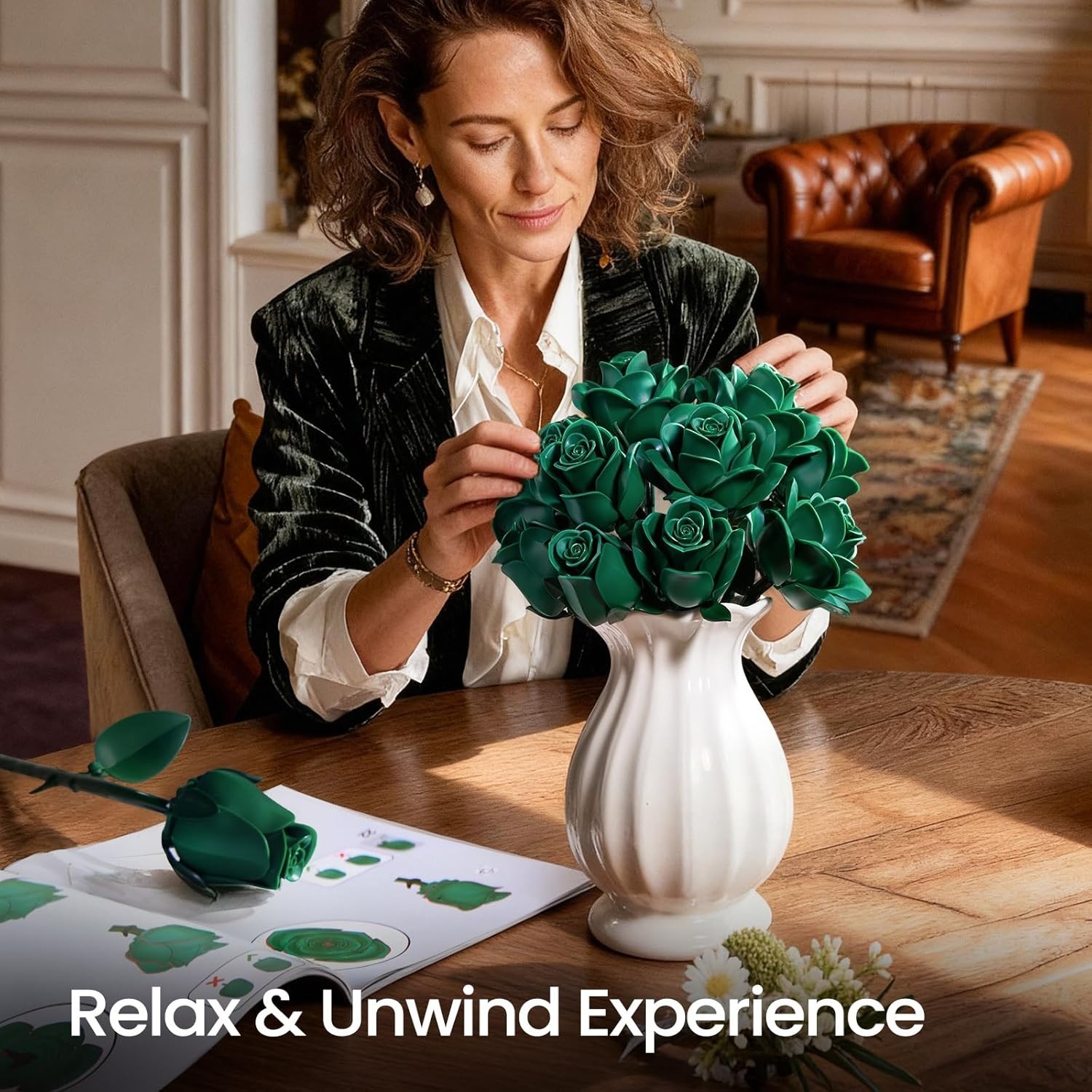 Creative 12-Piece Floral Building Set with Frosted Petals – Perfect for Gifting
