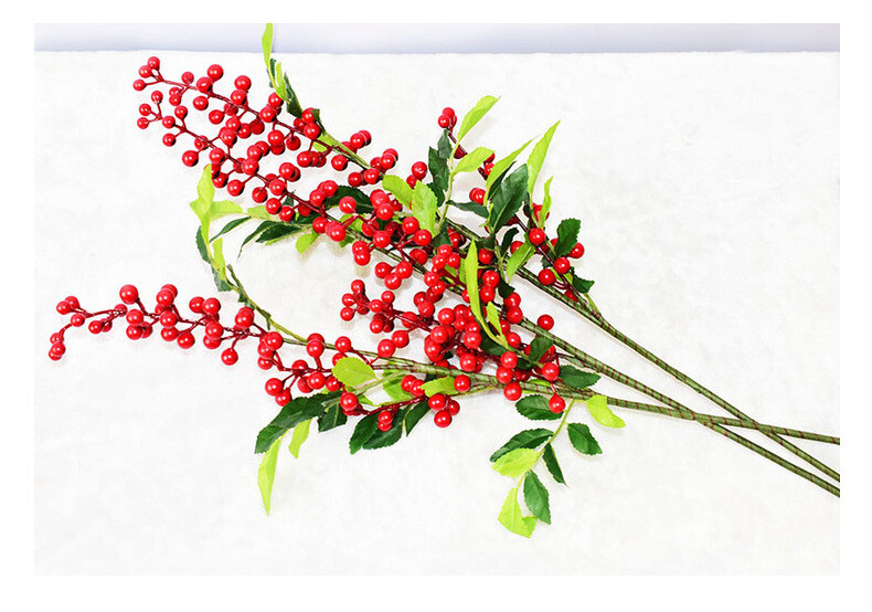 57cm Christmas Red Berry Holly Branch Pine Cone Artificial Flower Xmas Decor NEW