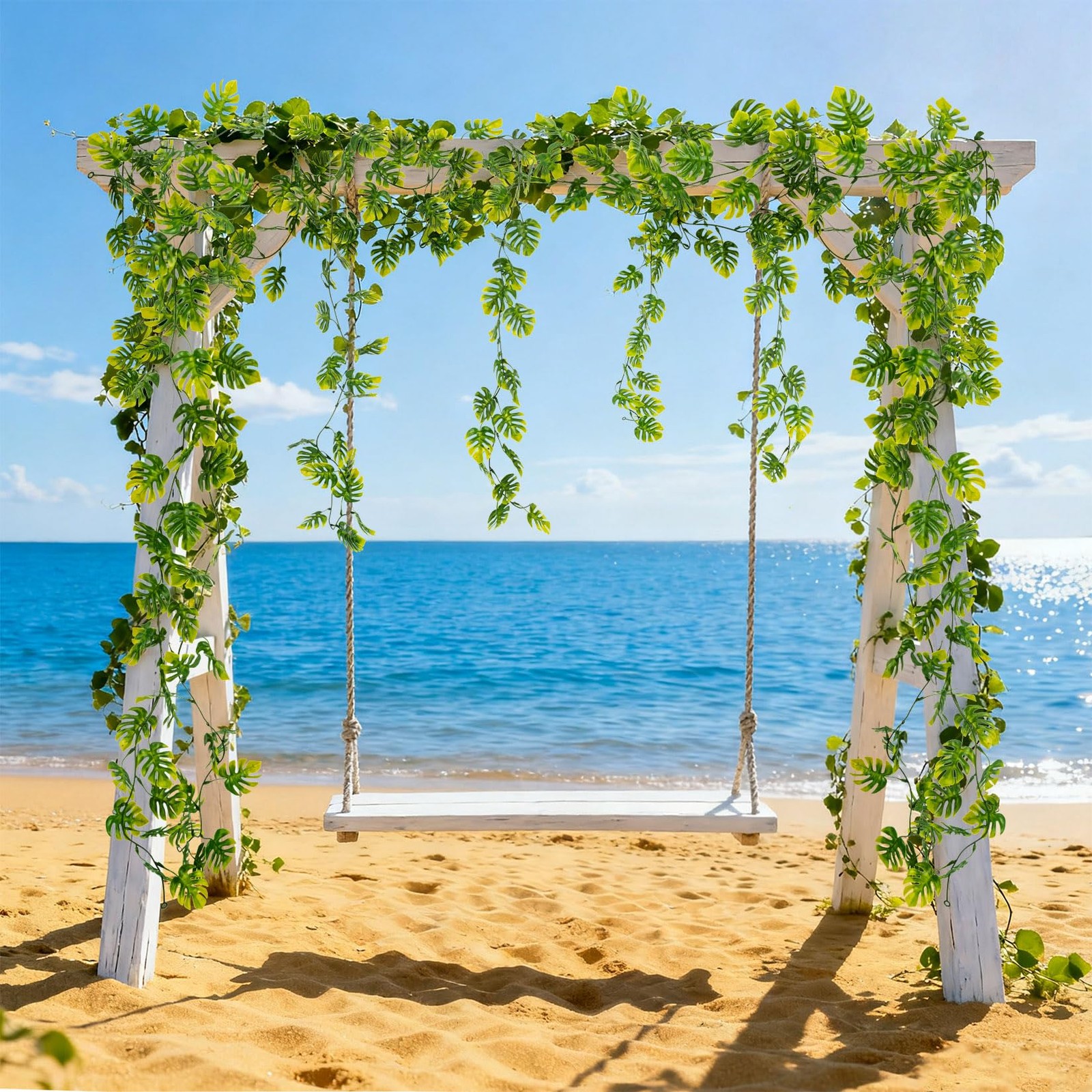 Faux Greenery Leaf Garland 5.9Ft Artificial Monstera Leaves Vines Party Decor