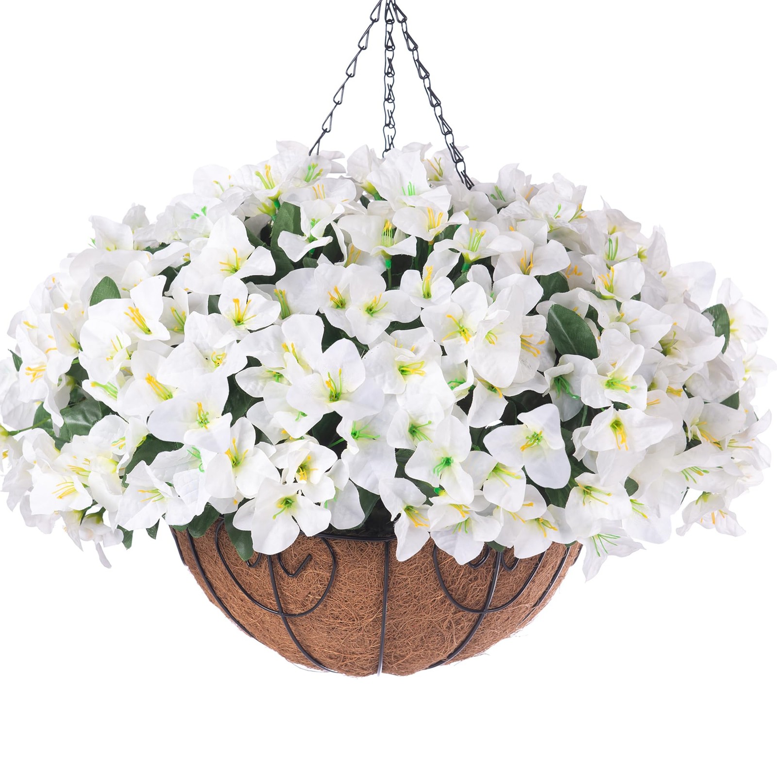 Artificial Hanging Flowers Faux Plants Basket for Outdoors Spring Summer Deco…