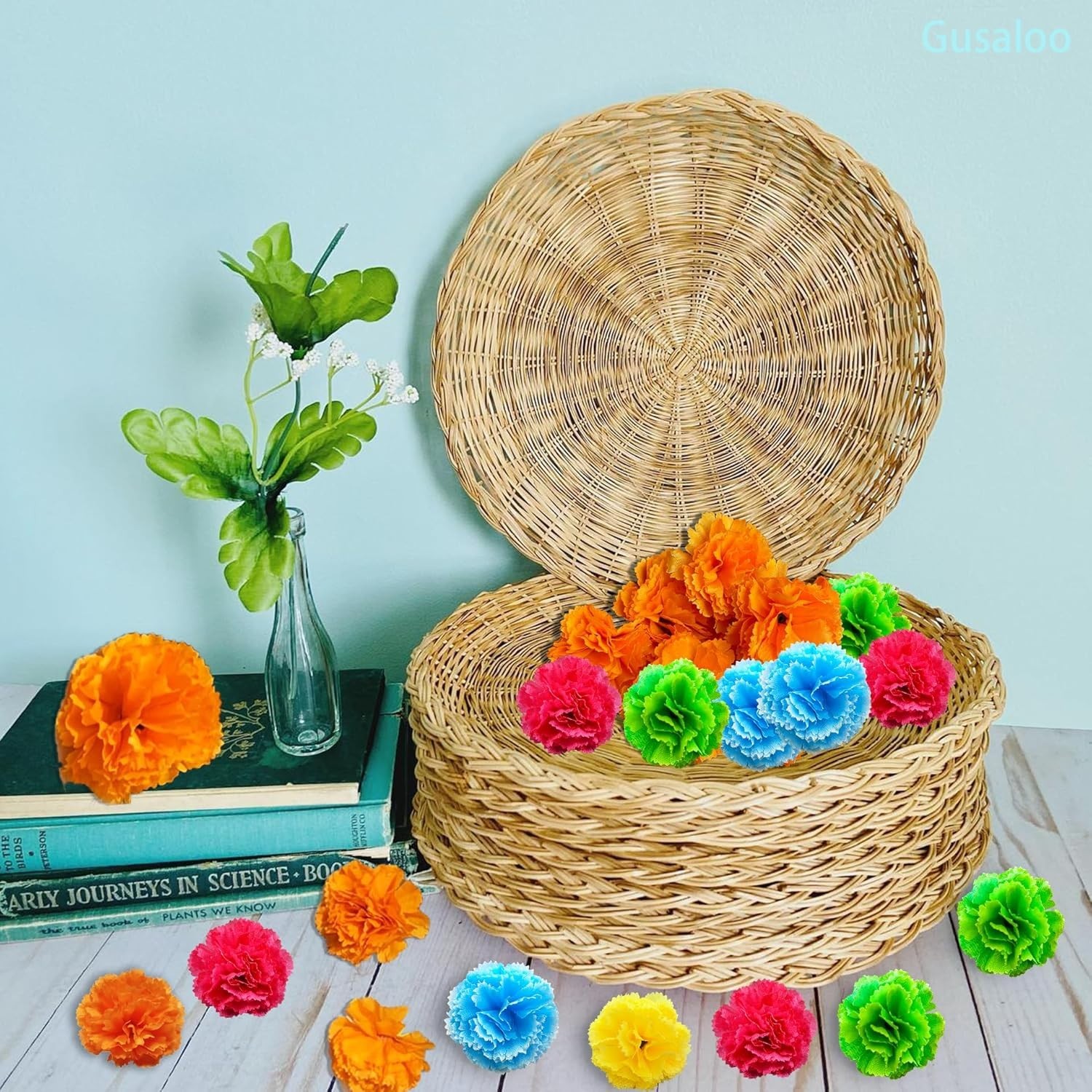 50 pcs Mixed Color Marigold Heads – Ideal for Celebratory & Crafting Events