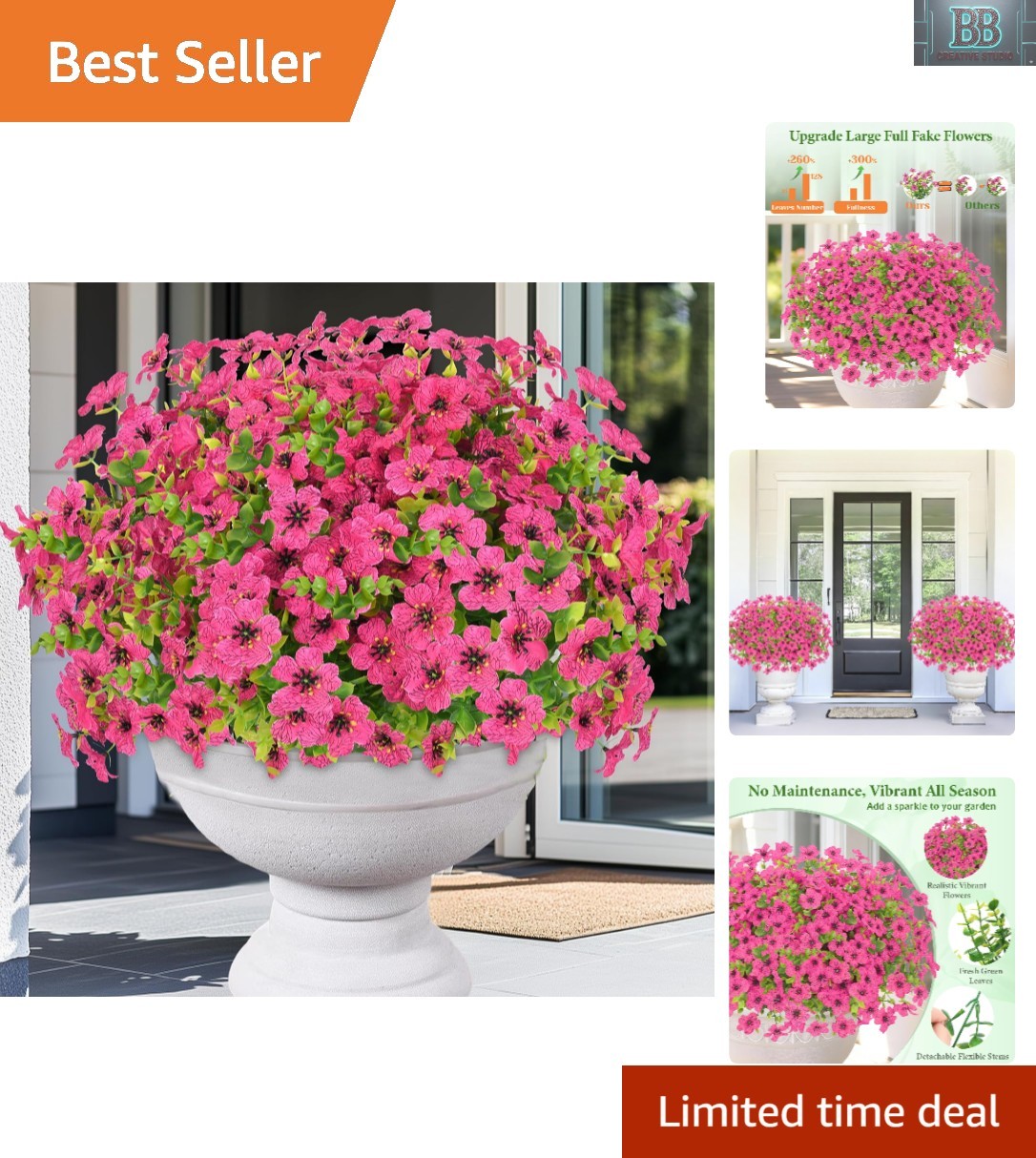 Artificial Flowers for Outdoors, 9 Bundles Artificial Plants & Flowers Outdoo…