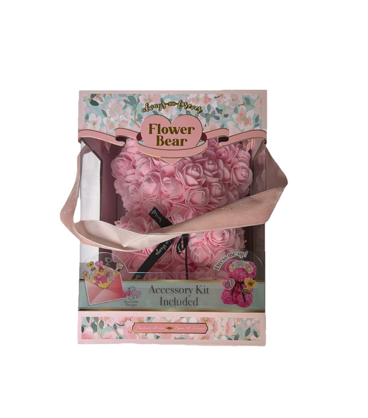 Sakura Pink Rose Flower Teddy Bear – Gift Box (25cm) Mother s Day & Birthday