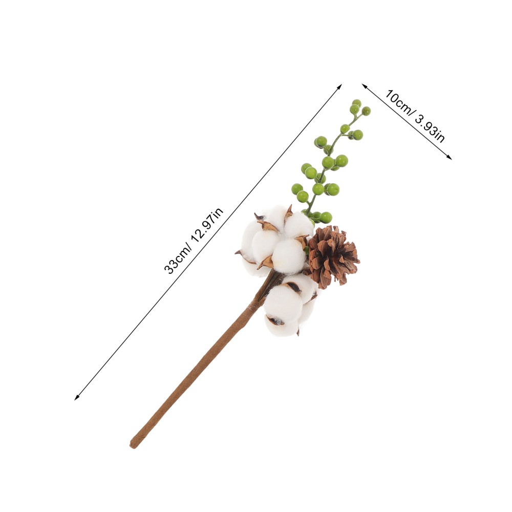 4 Pcs Cotton Stems Decor Branches Bunch Artificial Flower Picks for DIY