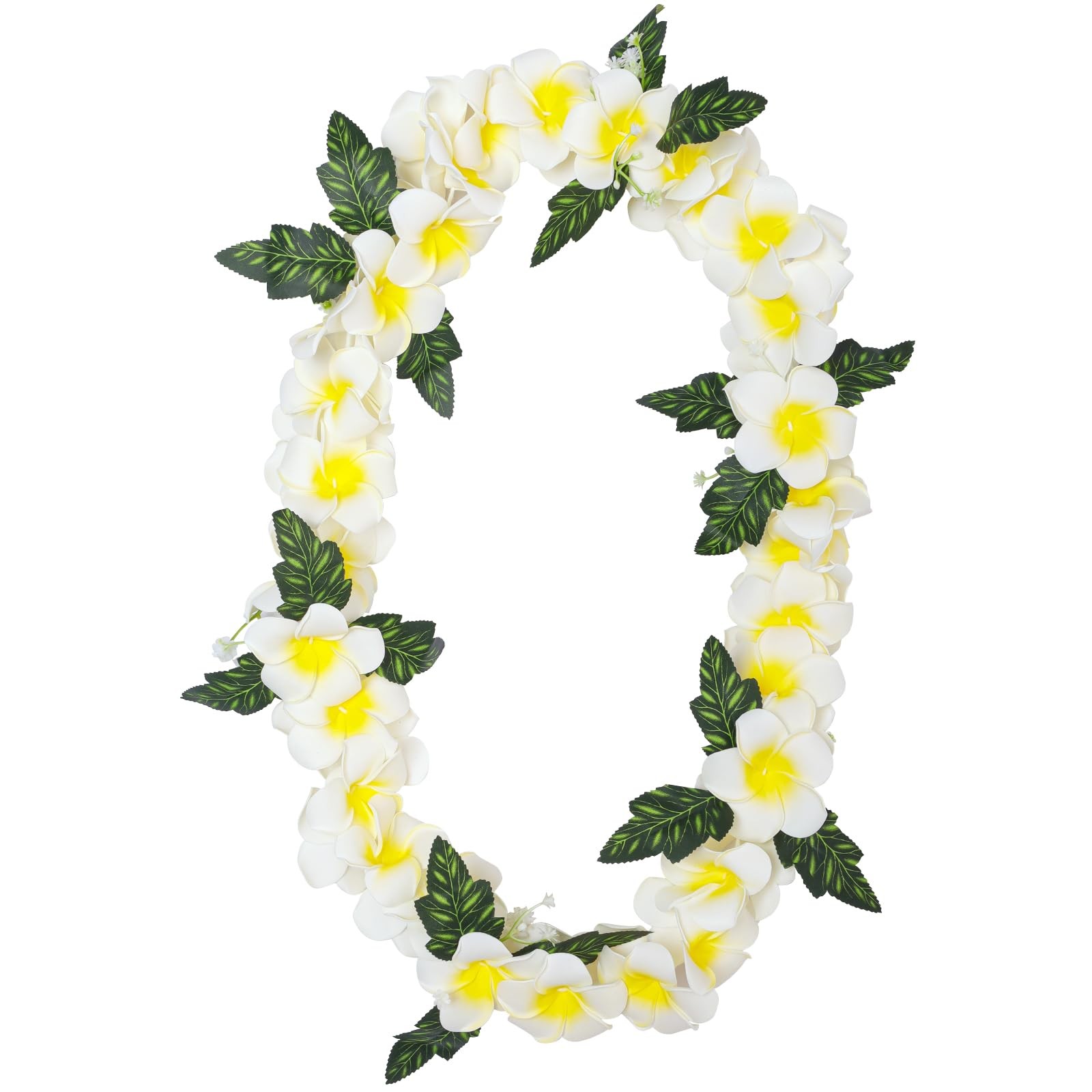 White Hawaiian Graduation Lei 48 Inch Artificial Plumeria Flower Lei Tropical…