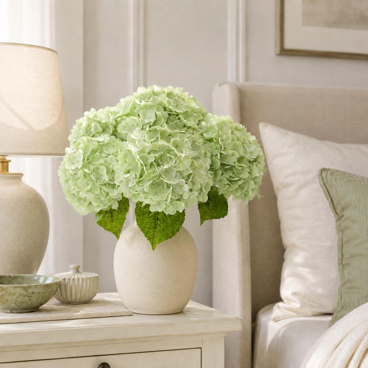 6Pcs Hydrangea Artificial Flowers,Realistic Latex Faux Hydrangeas with Long S…