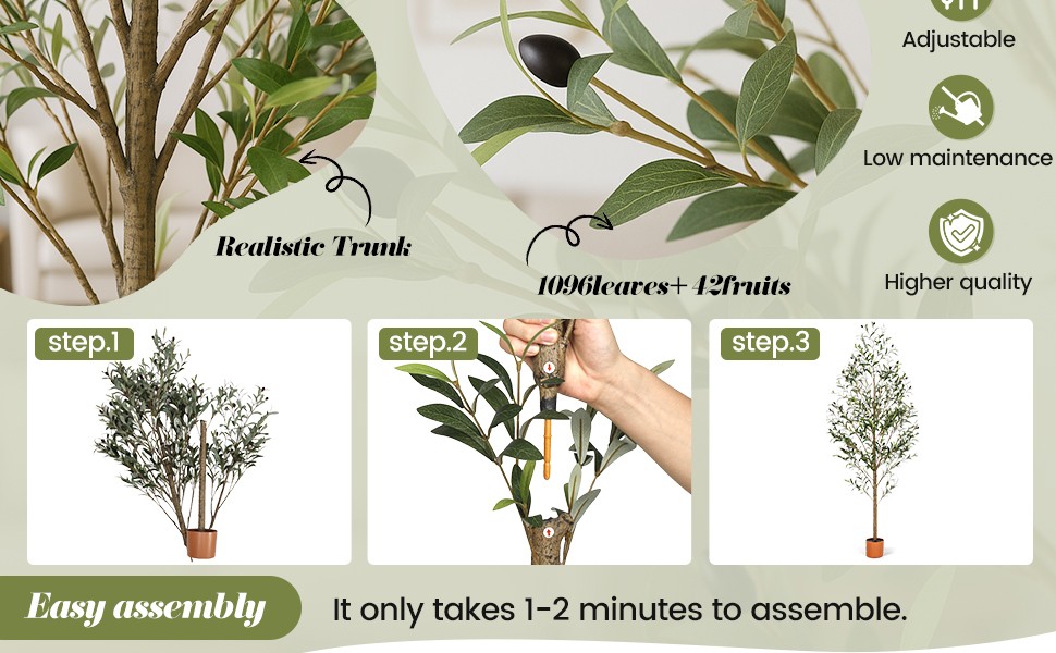 7FT Artificial Olive Tree Indoor Tall Realistic Faux Olive Tree with Plastic