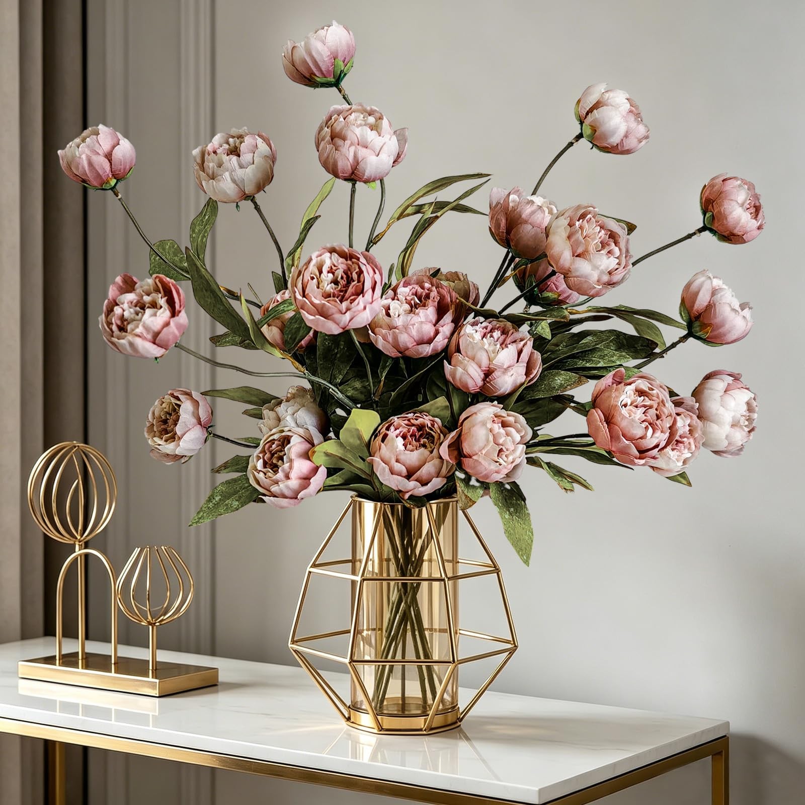 6Pcs Viral Peony Artificial Flowers for Vase，27in Real Touch Fake Flowers Bra…