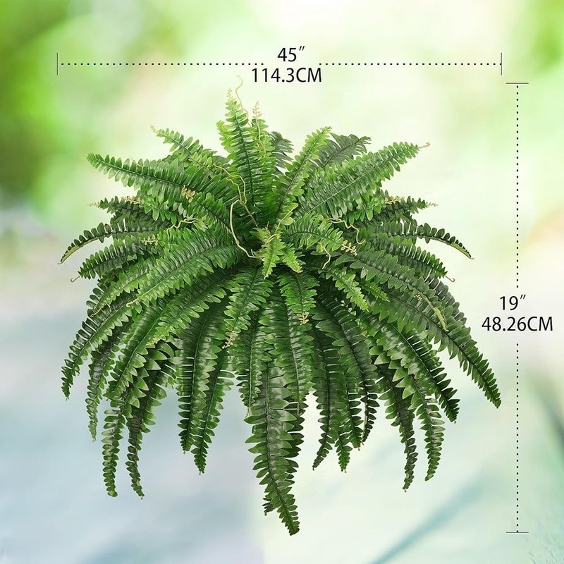 Artificial Boston Ferns Bundle Lifelike Plants Easy Care Indoor Outdoor Decor US