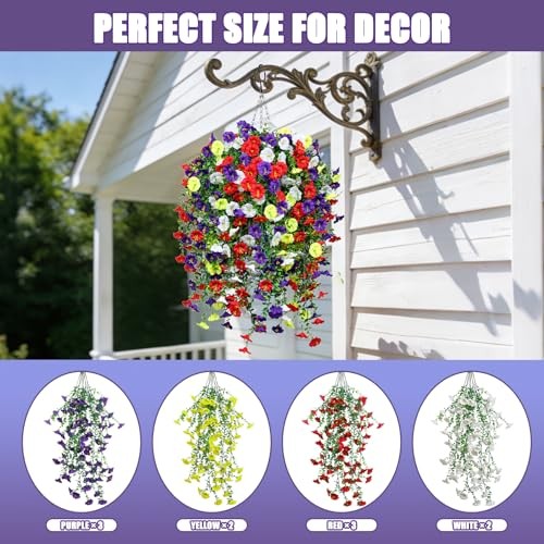Artificial Flowers for Outdoors, Fake Flowers Purple&red&white&yellow-10b