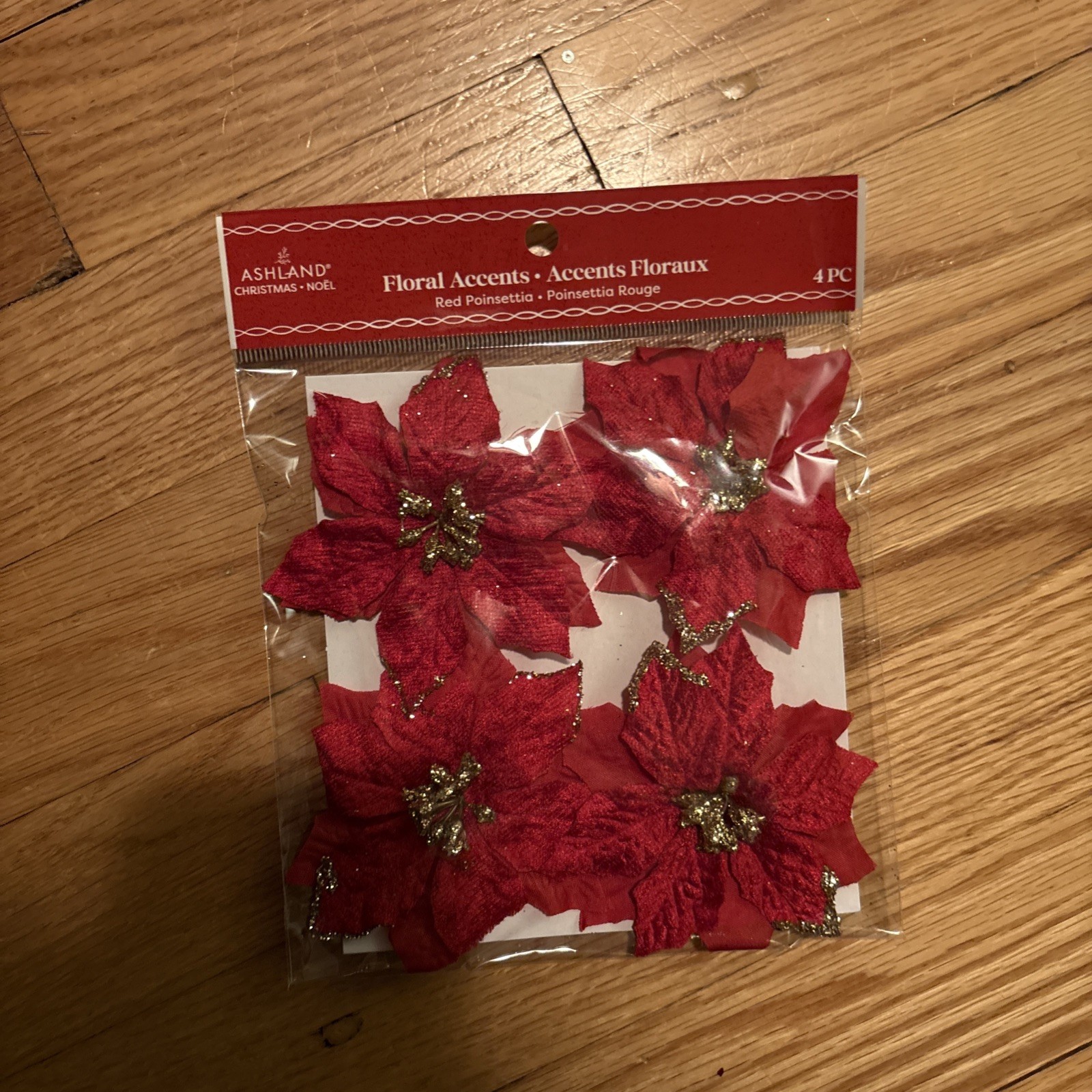 Ashland Floral Accents And Clip On Birds Set Of 14 In Red White And Gold