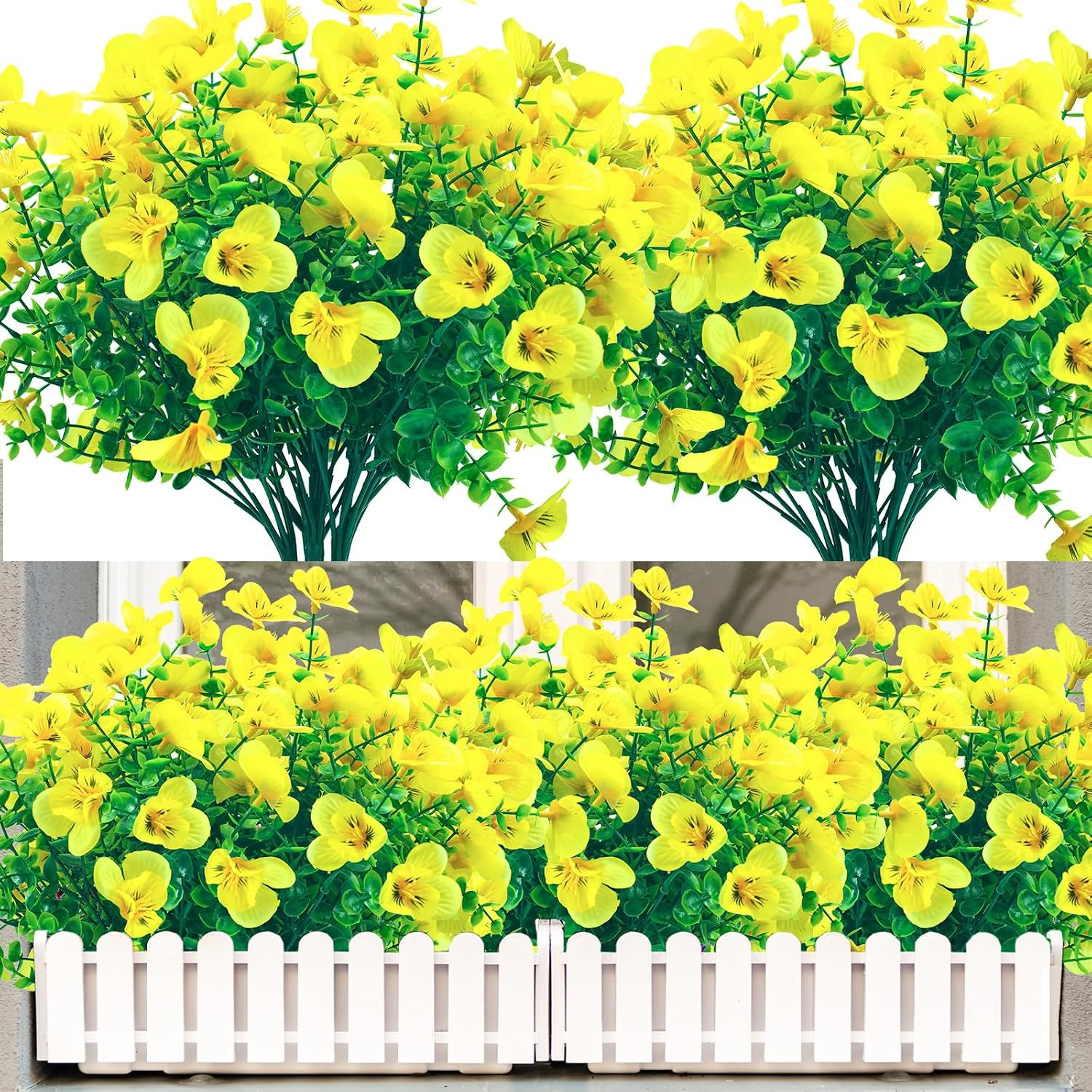 UV Resistant Yellow Artificial Flowers – 20 Bundles for Indoor & Outdoor Décor