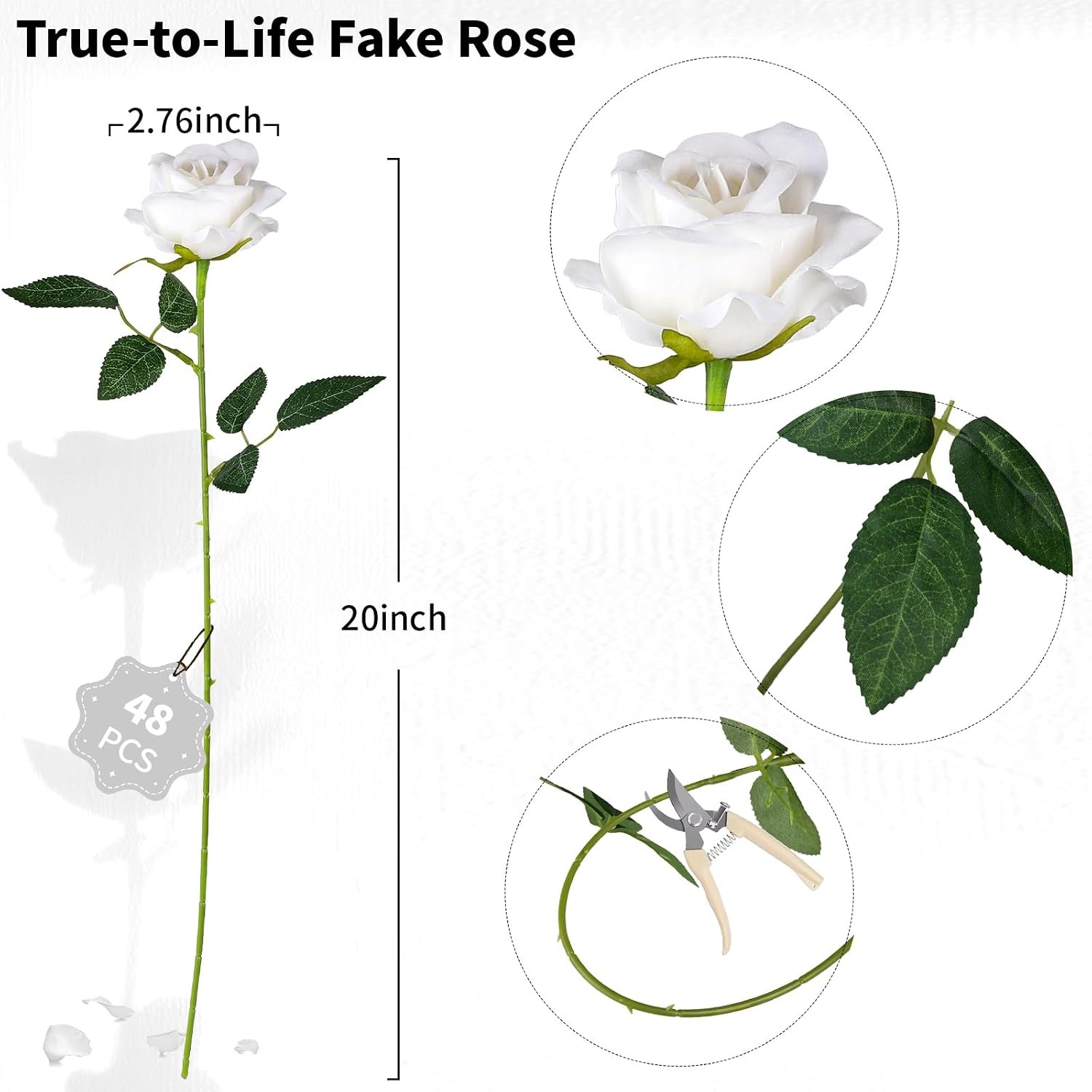 Artificial White Roses Velvet Flowers Bulk Wedding Decor