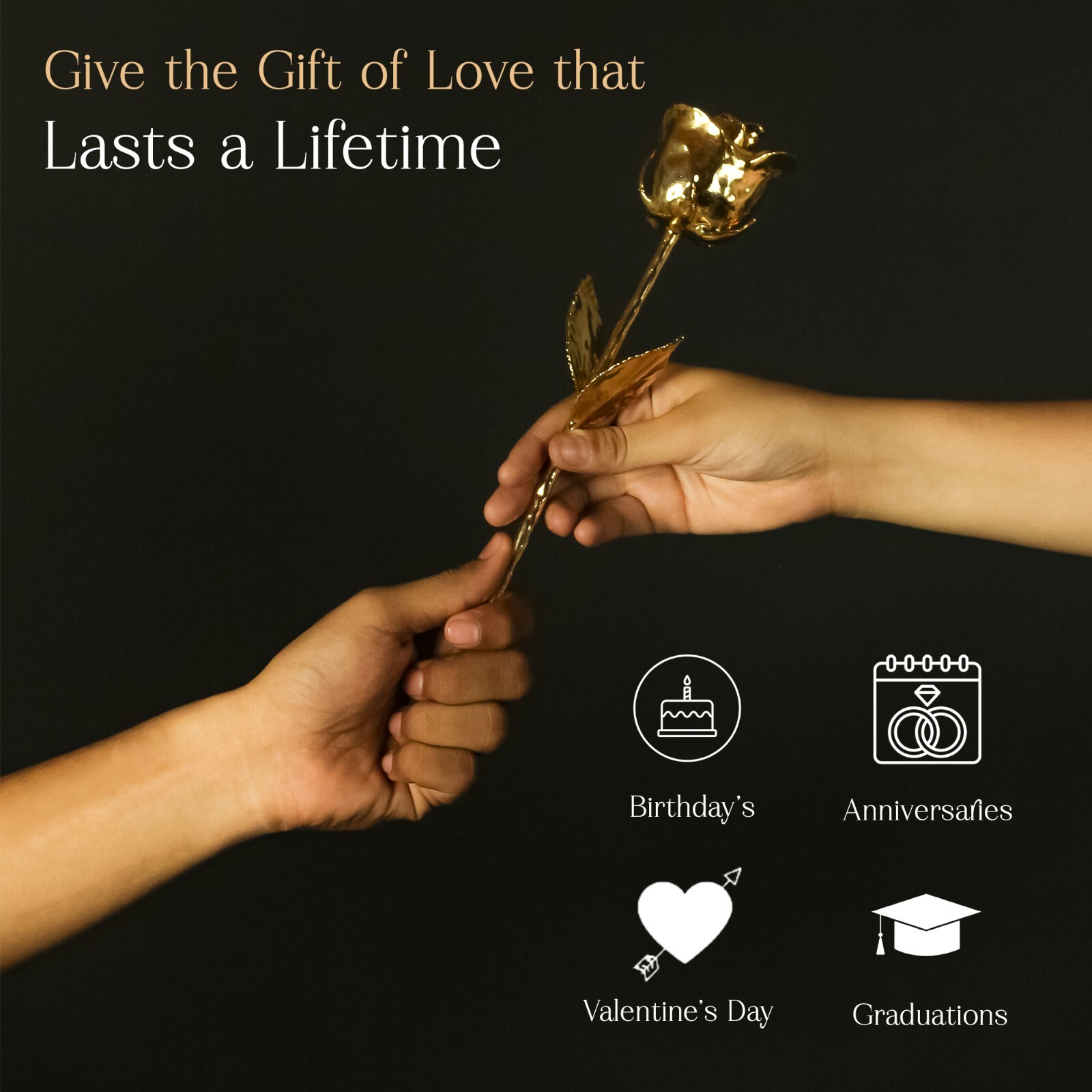 Gold Rose with Box – Handcrafted Rose Dipped in 24-K Gold, Valentine’s gift