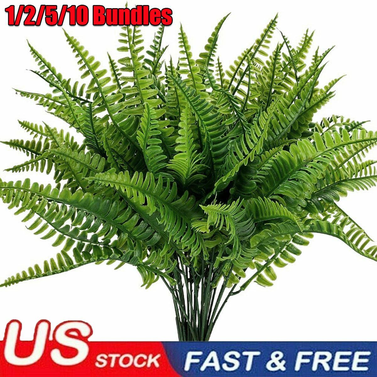Lots Artificial Fake Boston Fern Plants Bushes Artificial Ferns Outdoor Decor US
