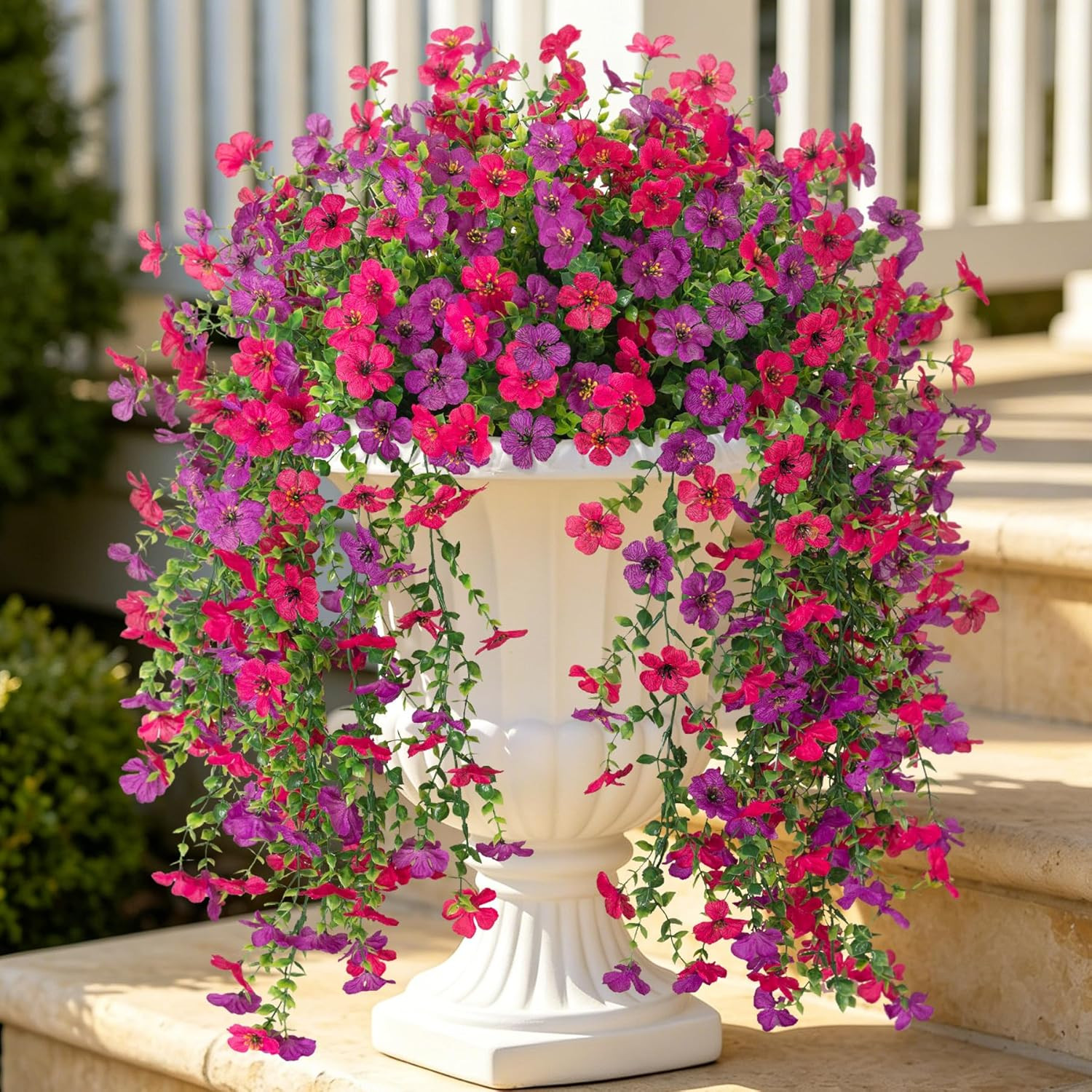 Fake Artificial Hanging Flowers for Outdoor Spring Decor 2PCS Faux Silk Flowers