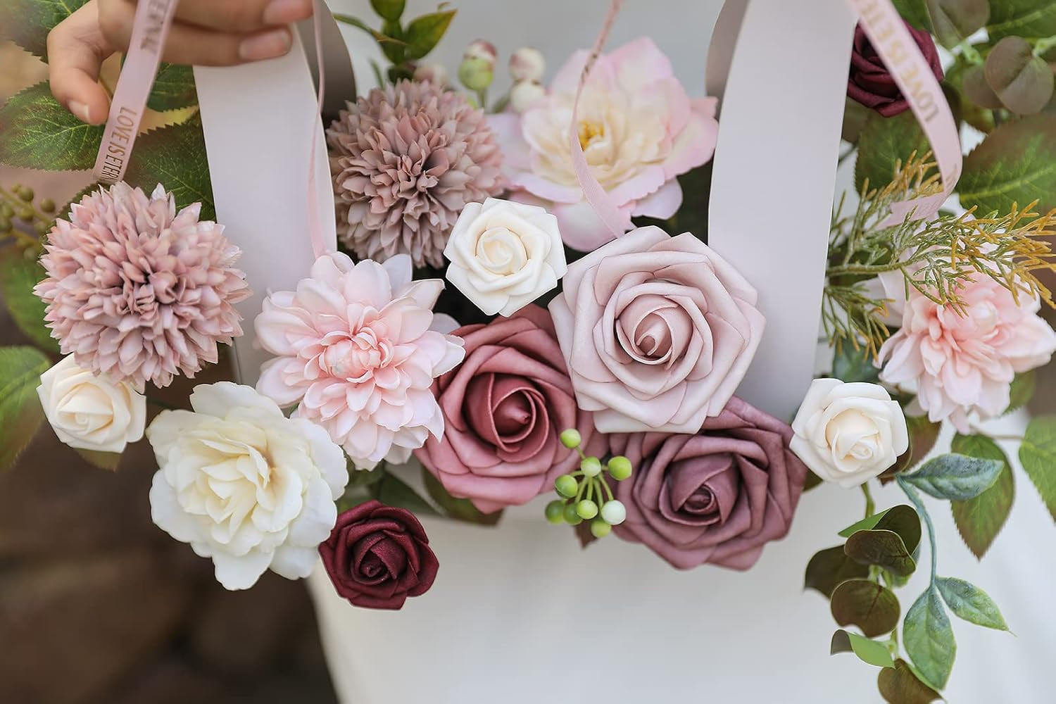 Artificial Flowers Combo Box Set Gradient Color Flower Leaf