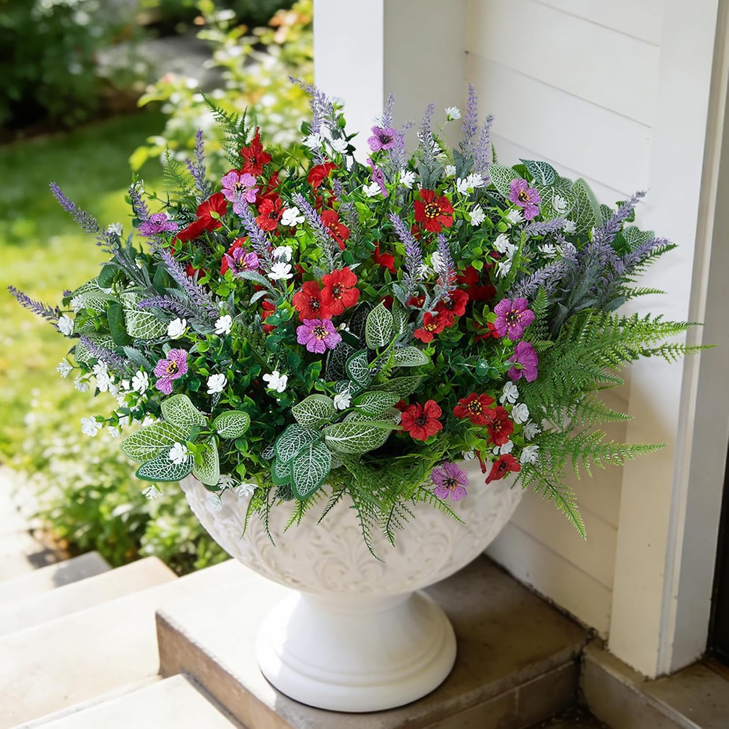 12 Bunches Artificial Silk Daisy, UV Resistant Faux Flowers Outdoor Decor