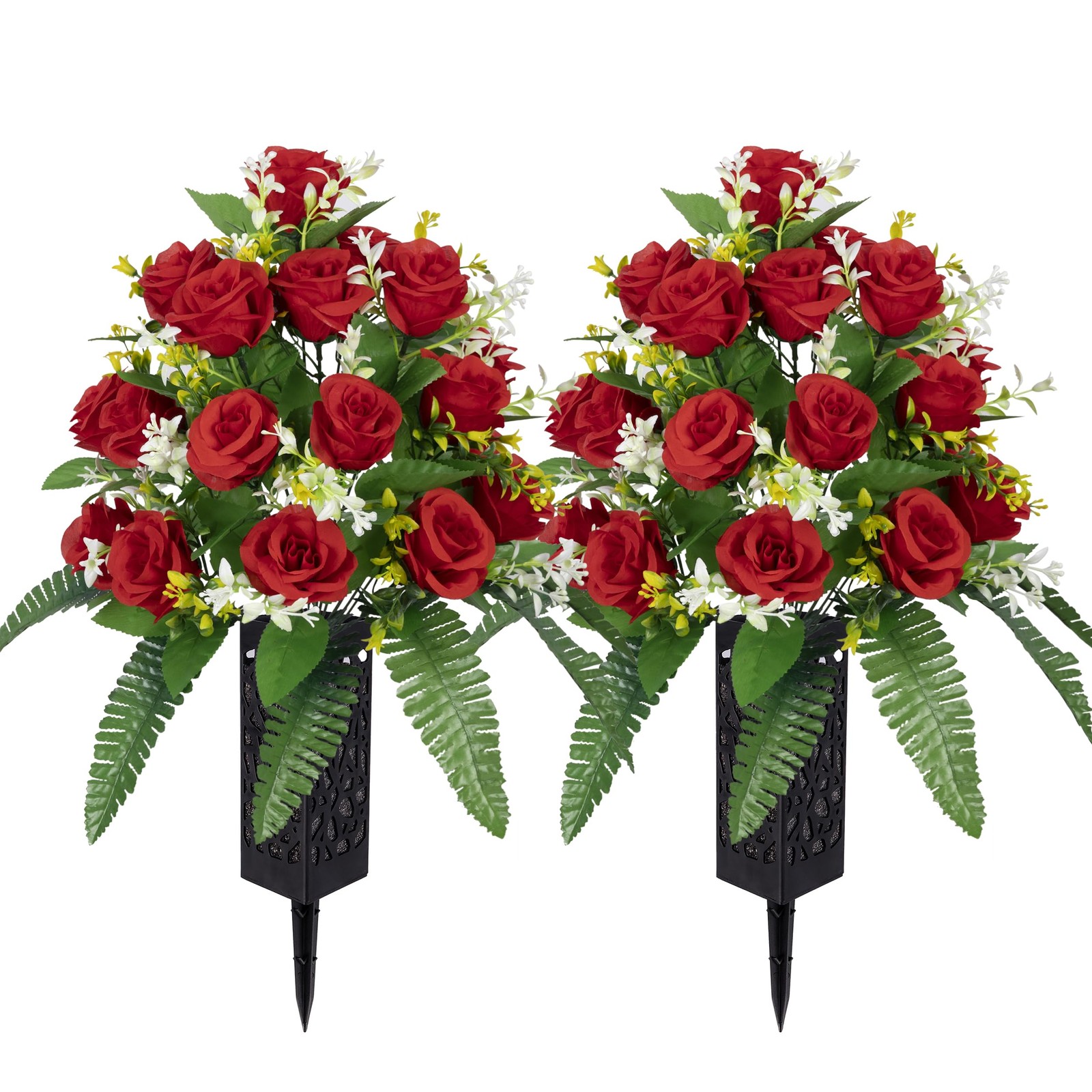 MOOMASS Artificial Cemetery Flowers – Grave Decorations, Cemetery Flowers for…