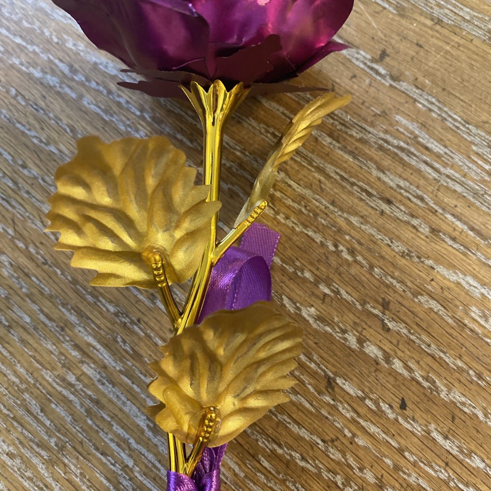 Forever 24K Rose Gold Purple Dipped Flower w/ Gift Box for Her